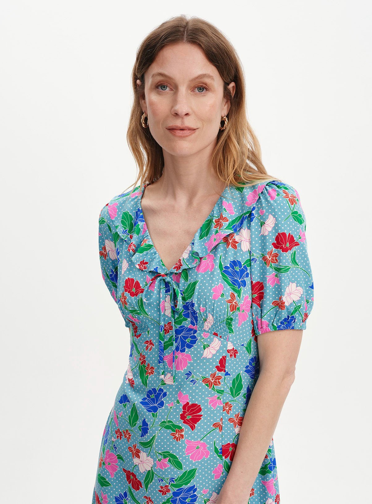 FINERY Zeffira Dress Blue Floral 22 - Image 4 thumbnail