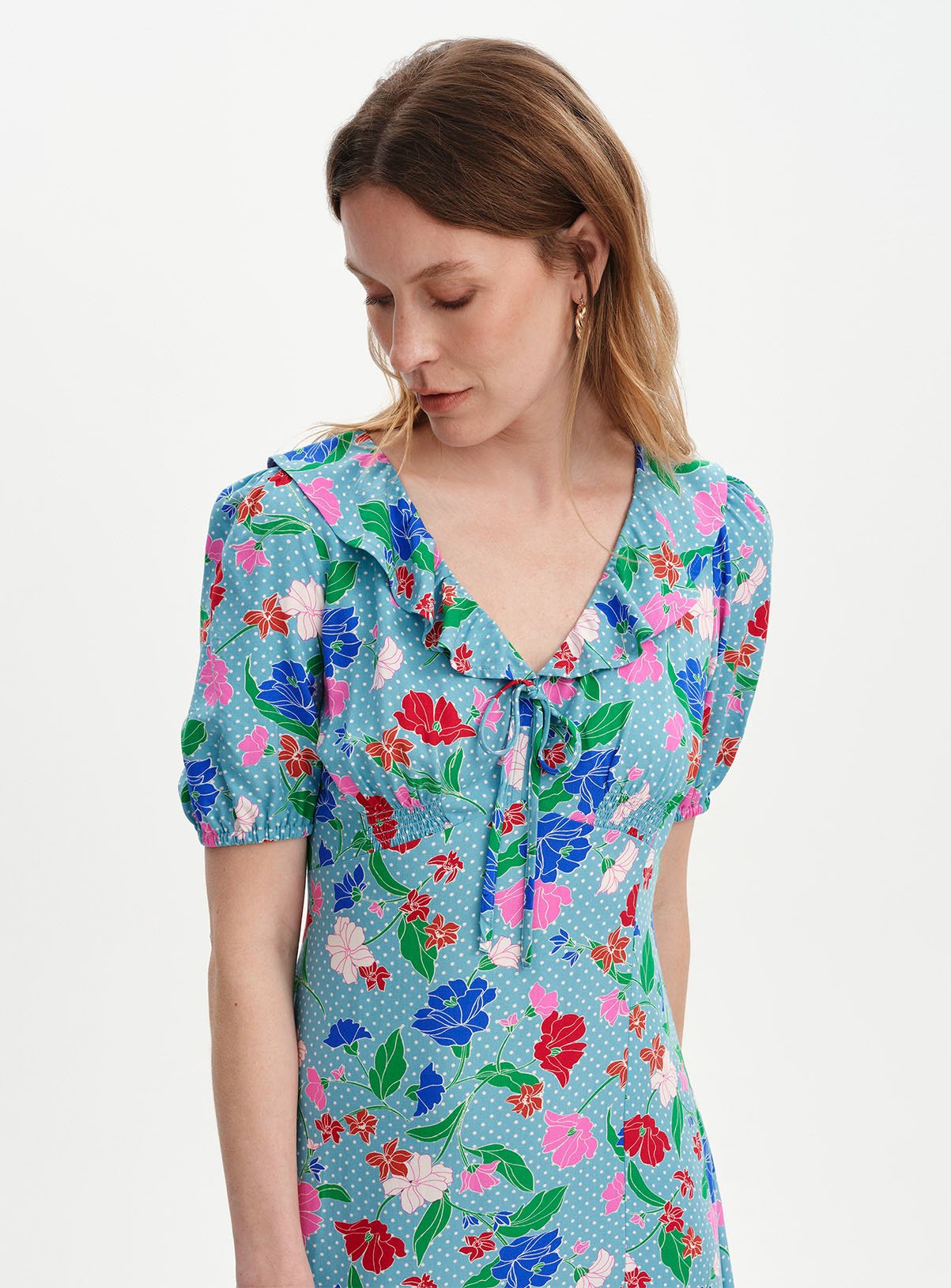 FINERY Zeffira Dress Blue Floral 22 - Image 5 thumbnail