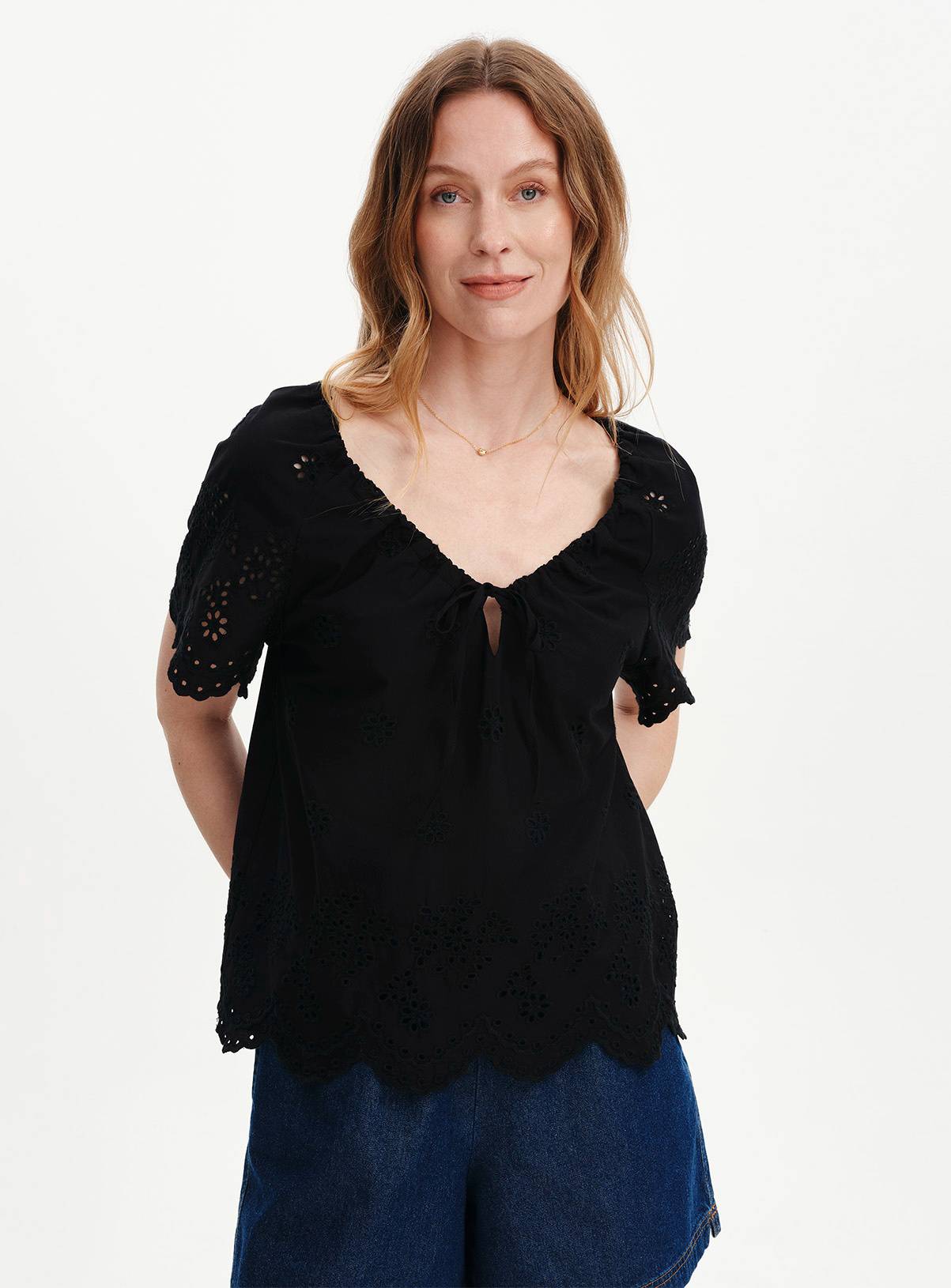 FINERY Ruthie Broderie Top Black 14 - Image 1
