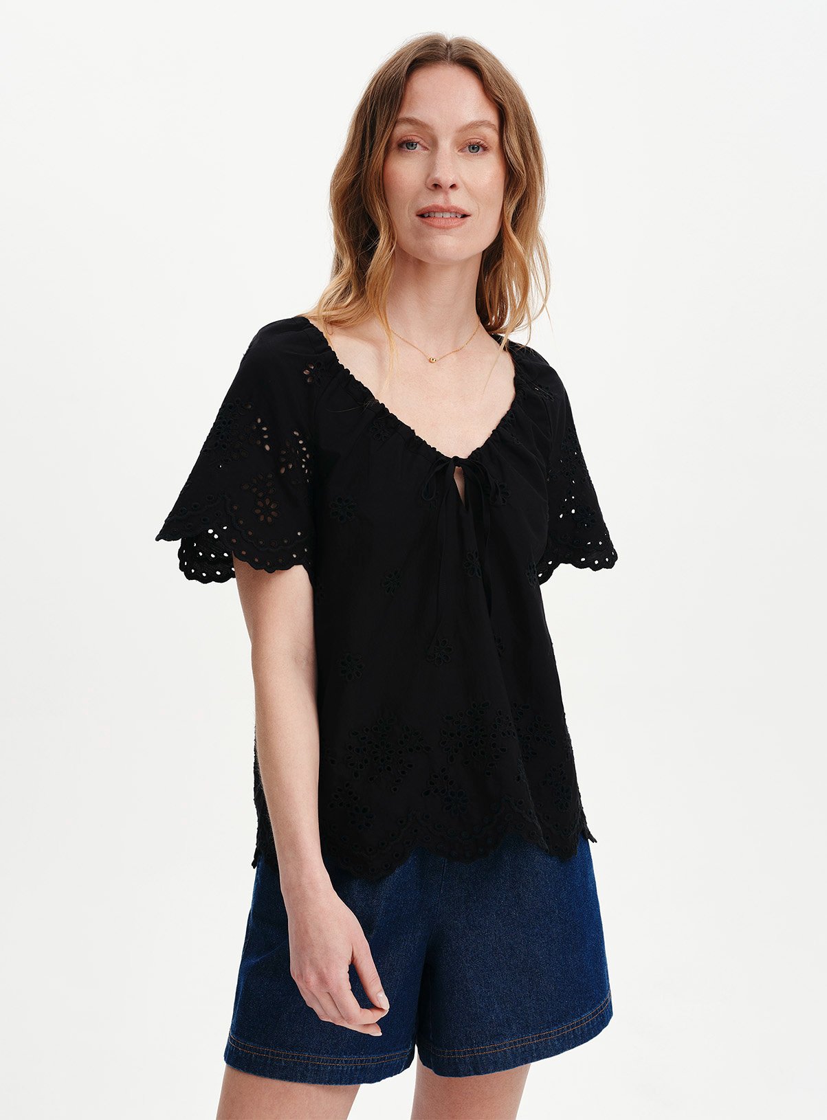 FINERY Ruthie Broderie Top Black 14 - Image 2 thumbnail