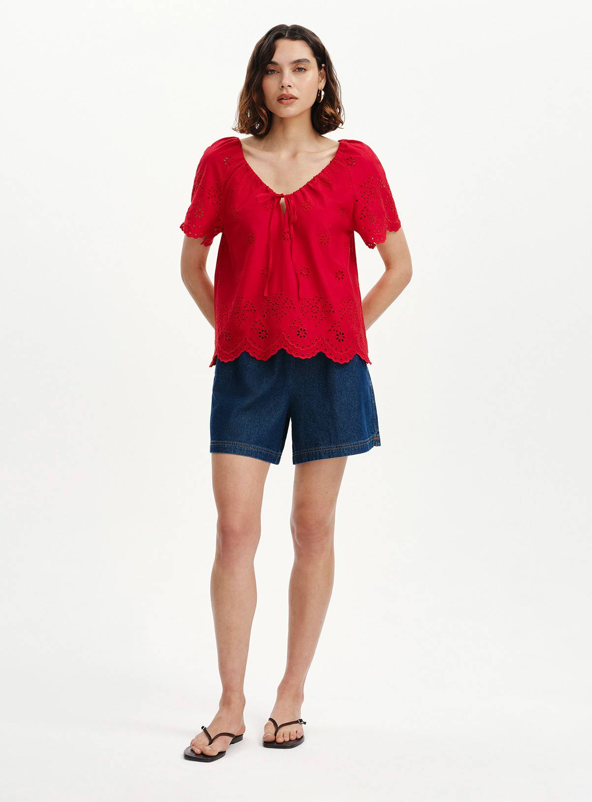 FINERY Ruthie Broderie Top Red 10 - Image 2
