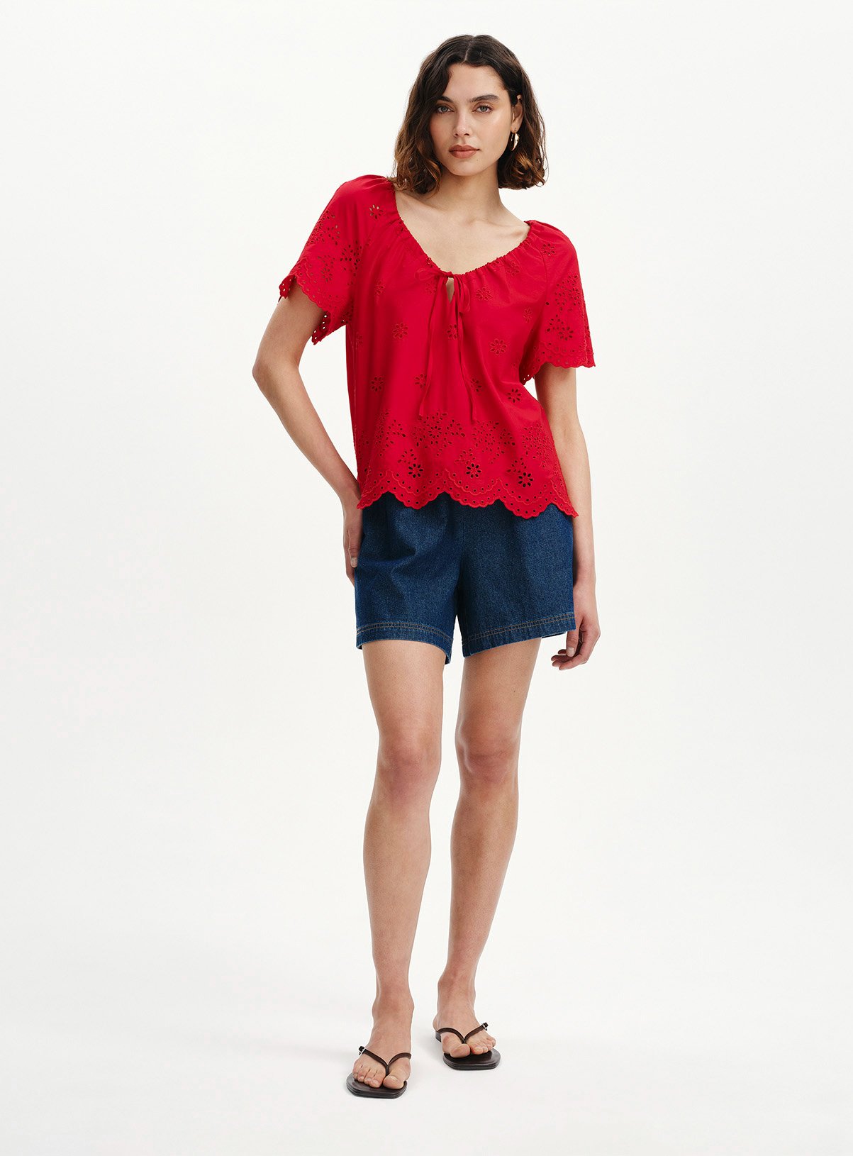 FINERY Ruthie Broderie Top Red 10 - Image 3 thumbnail
