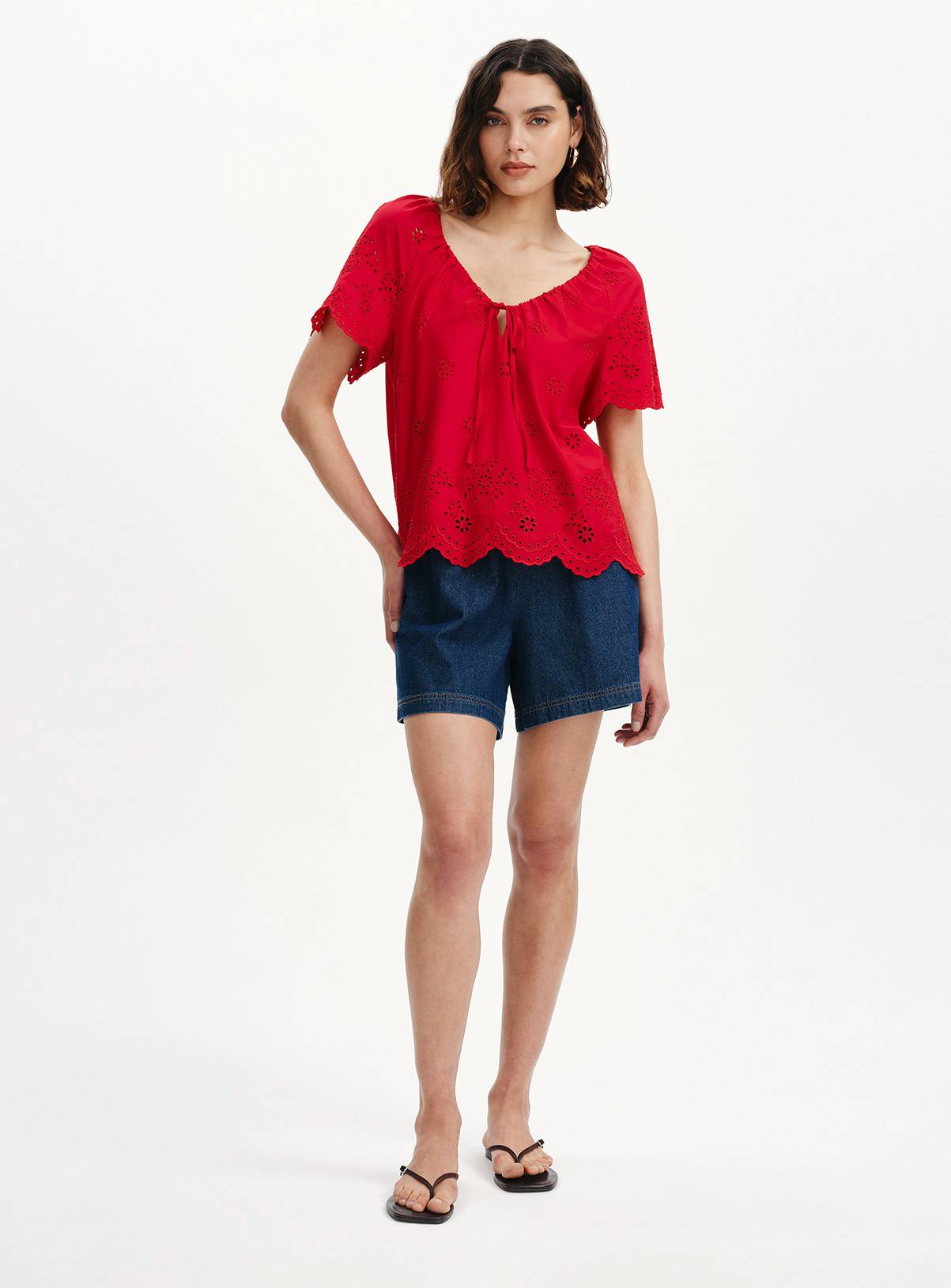 FINERY Ruthie Broderie Top Red 10 - Image 3