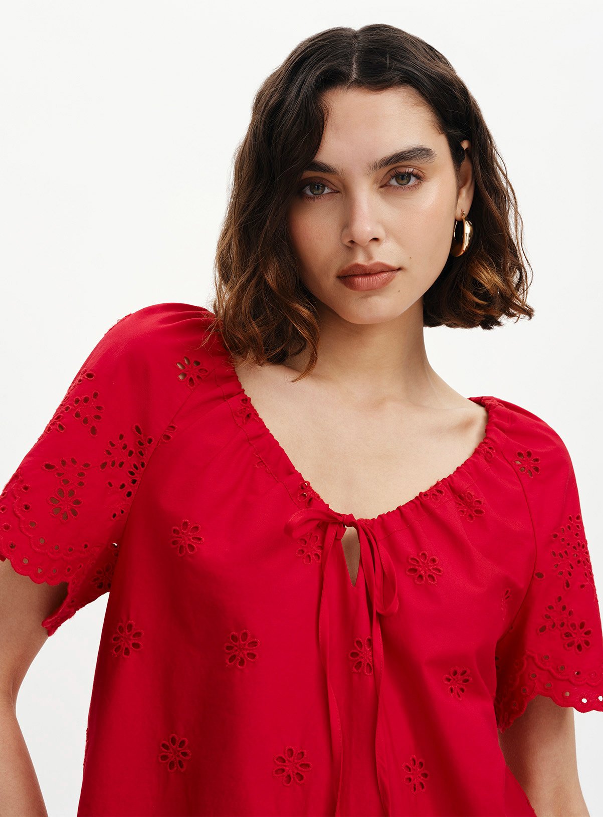 FINERY Ruthie Broderie Top Red 10 - Image 4 thumbnail