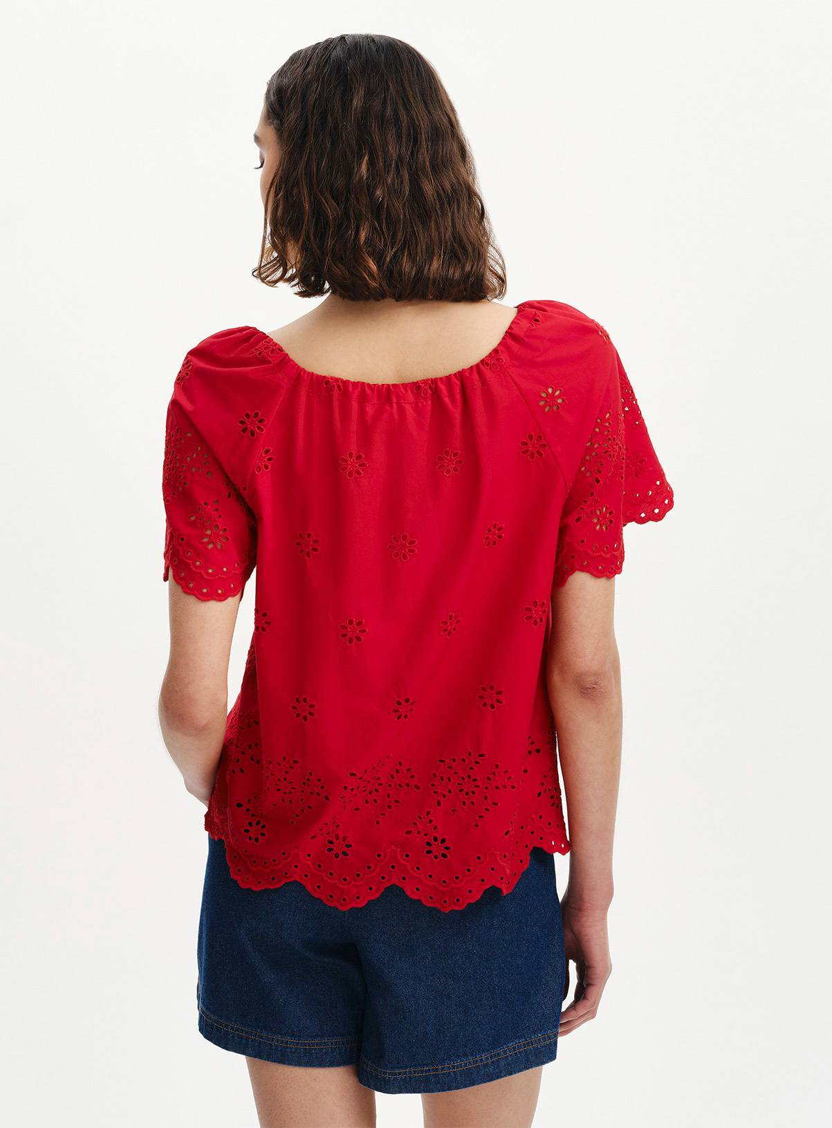 FINERY Ruthie Broderie Top Red 10 - Image 5