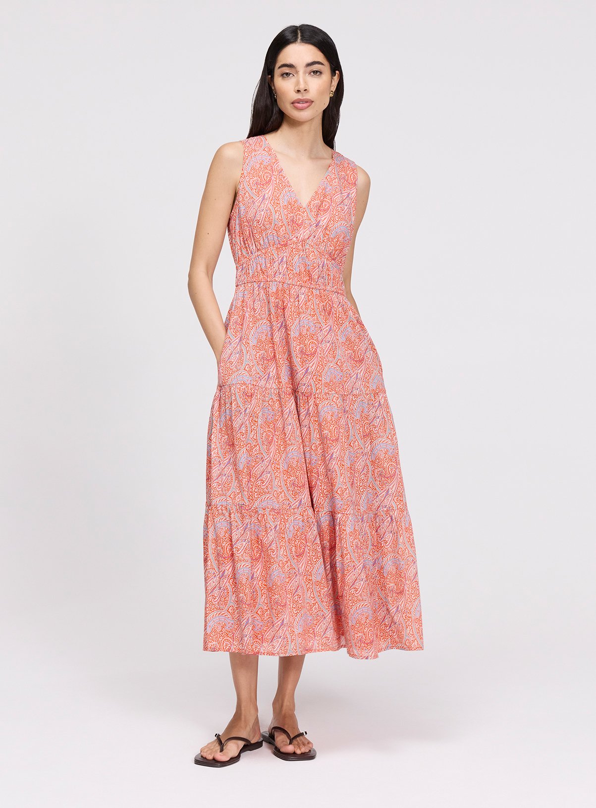 FINERY Shannon Dress Orange Paisley 22 - Image 2 thumbnail