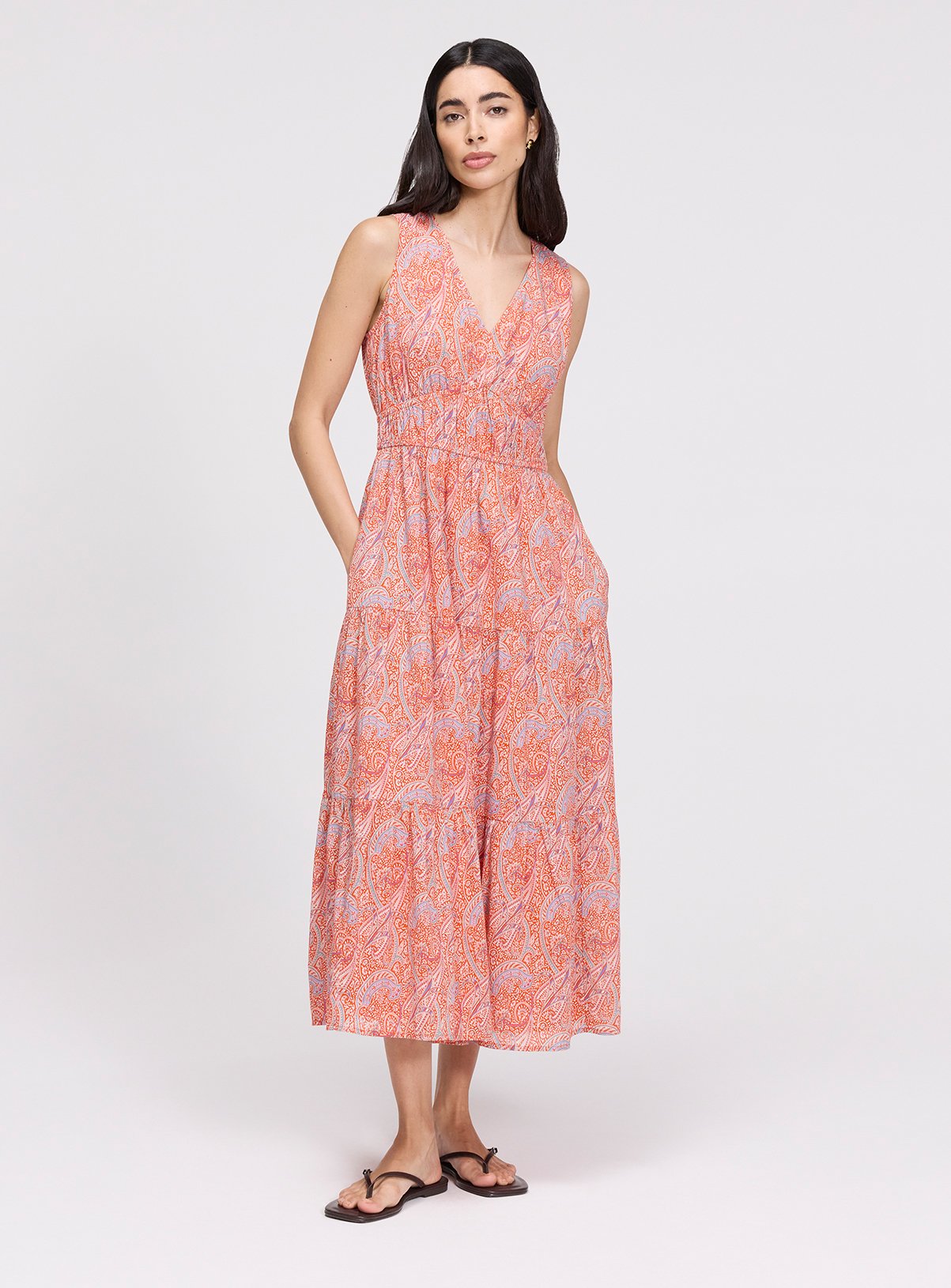 FINERY Shannon Dress Orange Paisley 22 - Image 3 thumbnail