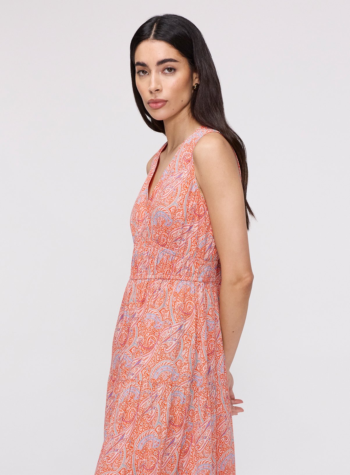 FINERY Shannon Dress Orange Paisley 22 - Image 6 thumbnail