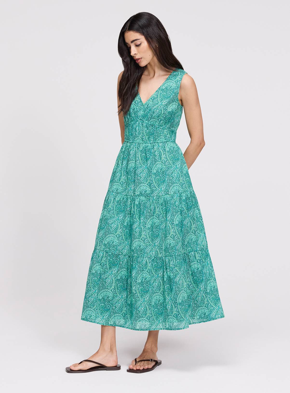 FINERY Shannon Dress Green Paisley 10 - Image 3