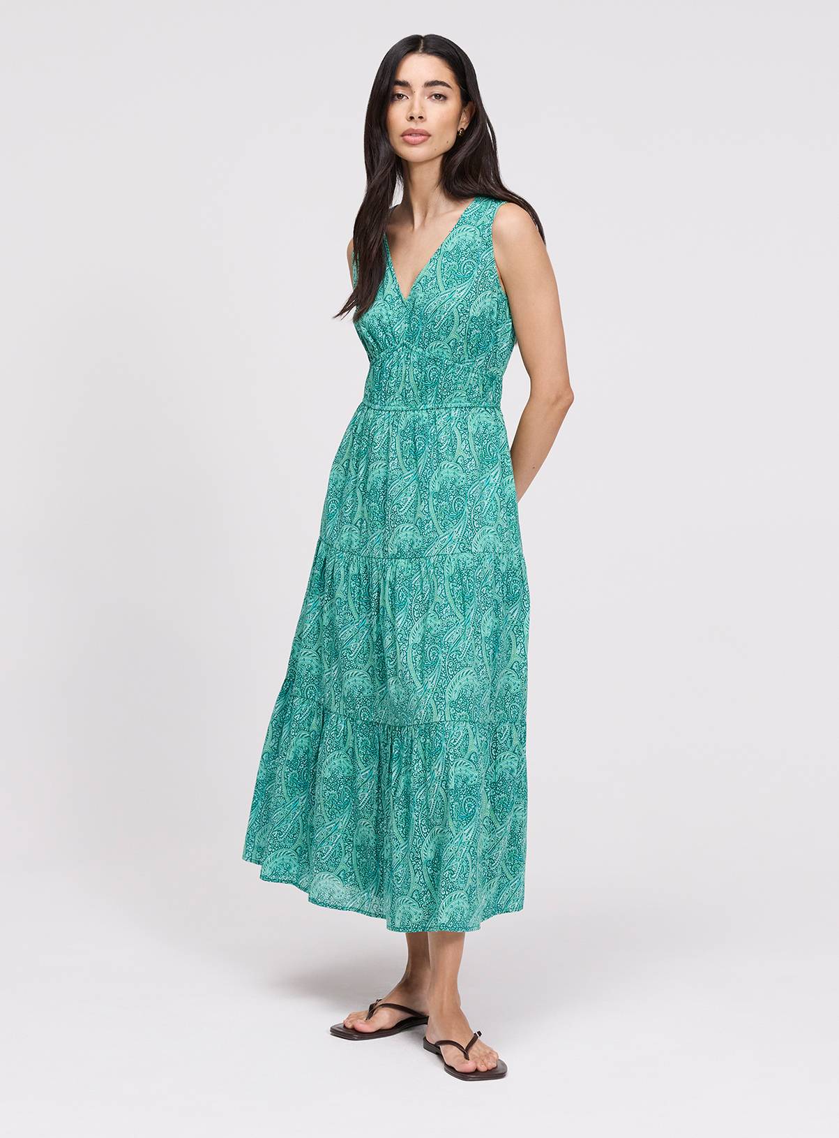 FINERY Shannon Dress Green Paisley 10 - Image 4