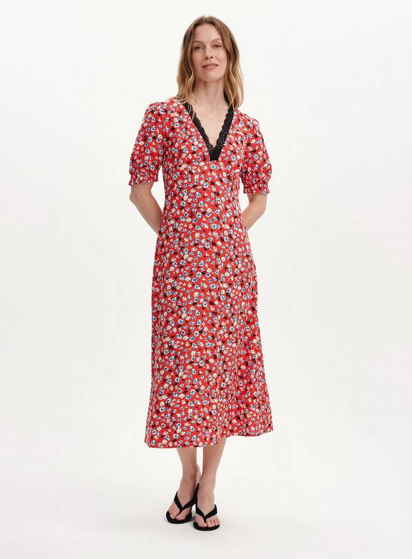 FINERY Elish Dress Red Ditsy 16