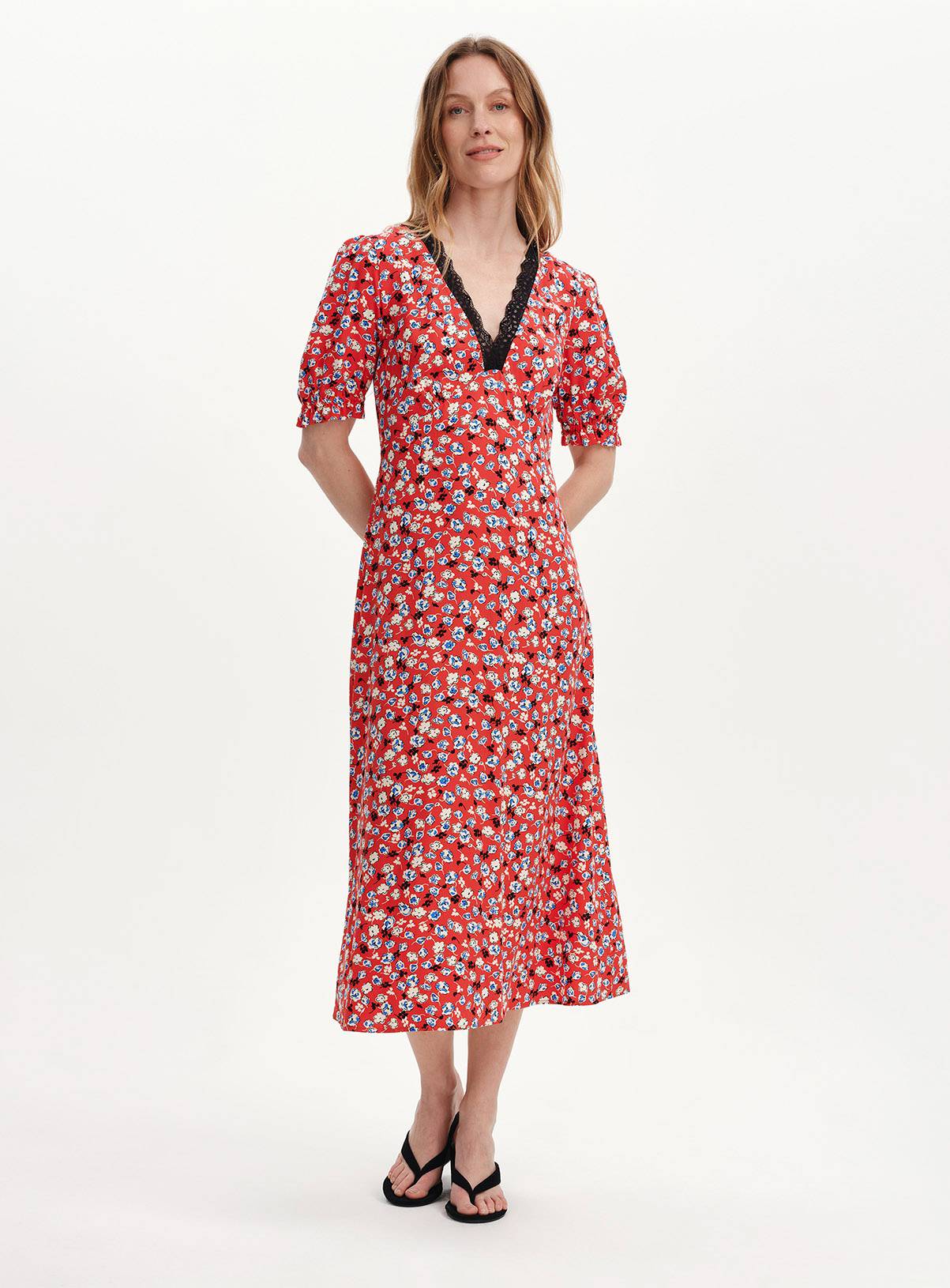 FINERY Elish Dress Red Ditsy 16 - Image 1