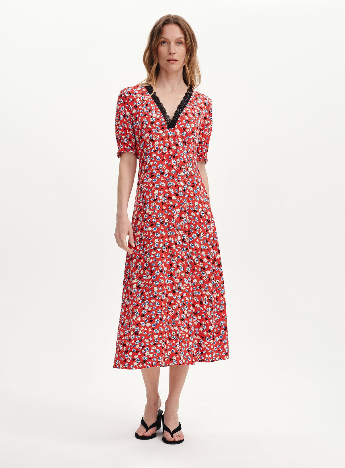 FINERY Elish Dress Red Ditsy 16 - Image 3 thumbnail