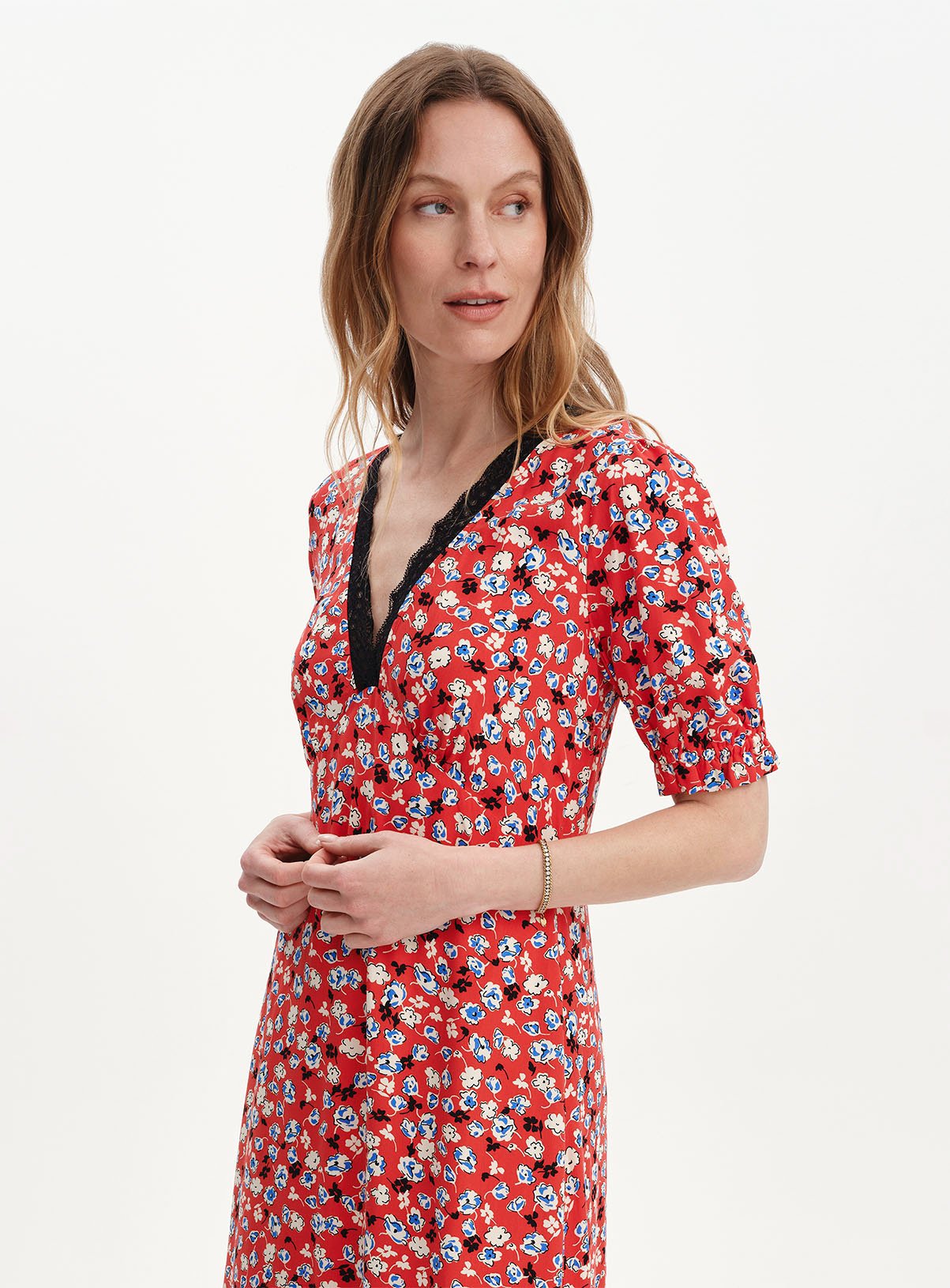 FINERY Elish Dress Red Ditsy 8 - Image 4 thumbnail