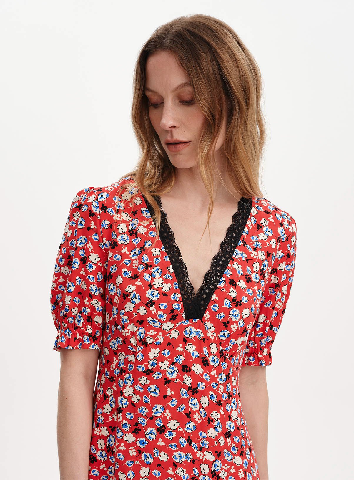 FINERY Elish Dress Red Ditsy 8 - Image 5 thumbnail