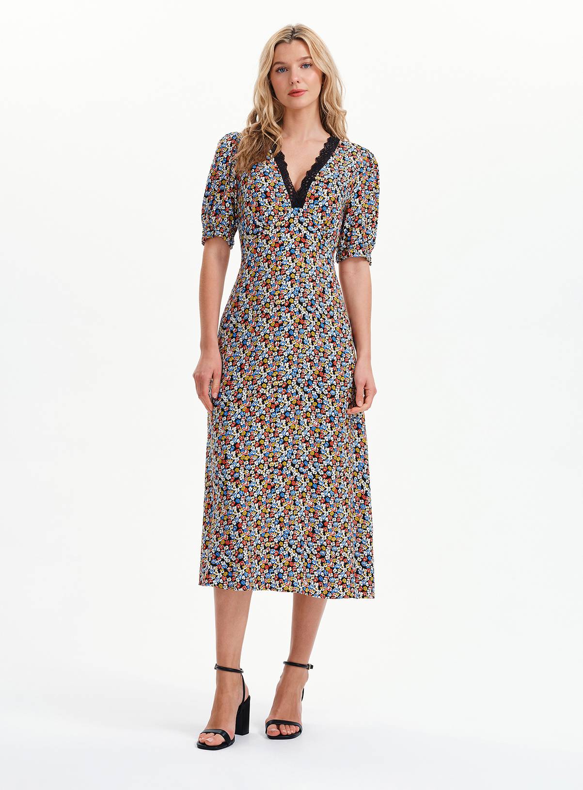 FINERY Elish Dress Black Ditsy 18 - Image 1