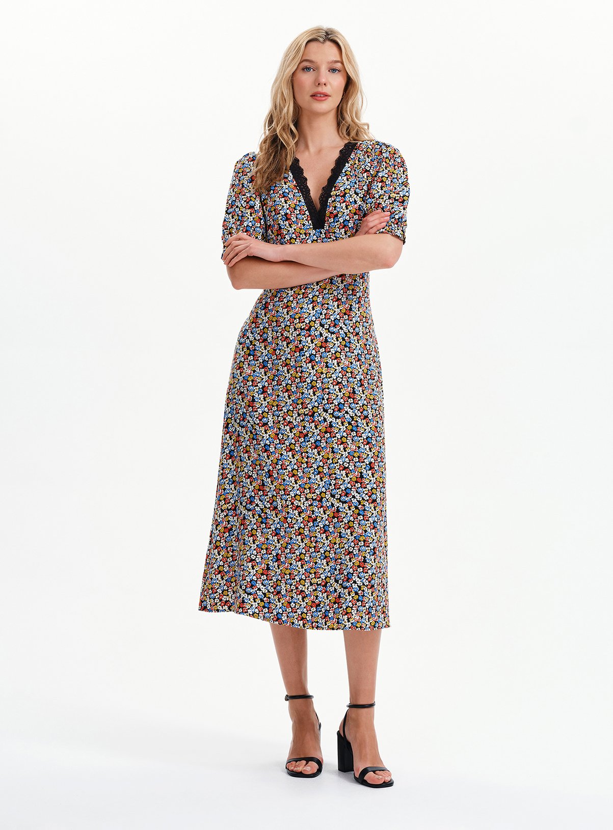 FINERY Elish Dress Black Ditsy 18 - Image 2 thumbnail