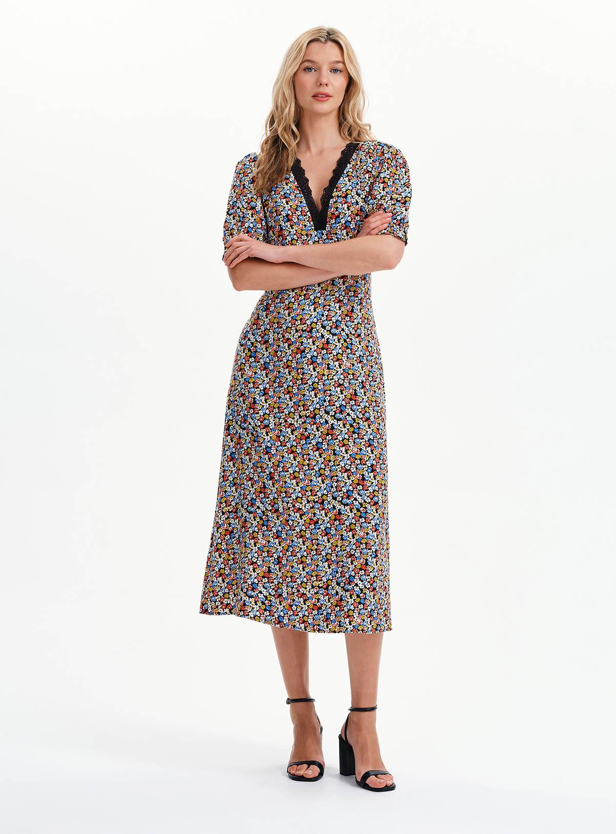 FINERY Elish Dress Black Ditsy 18 - Image 2