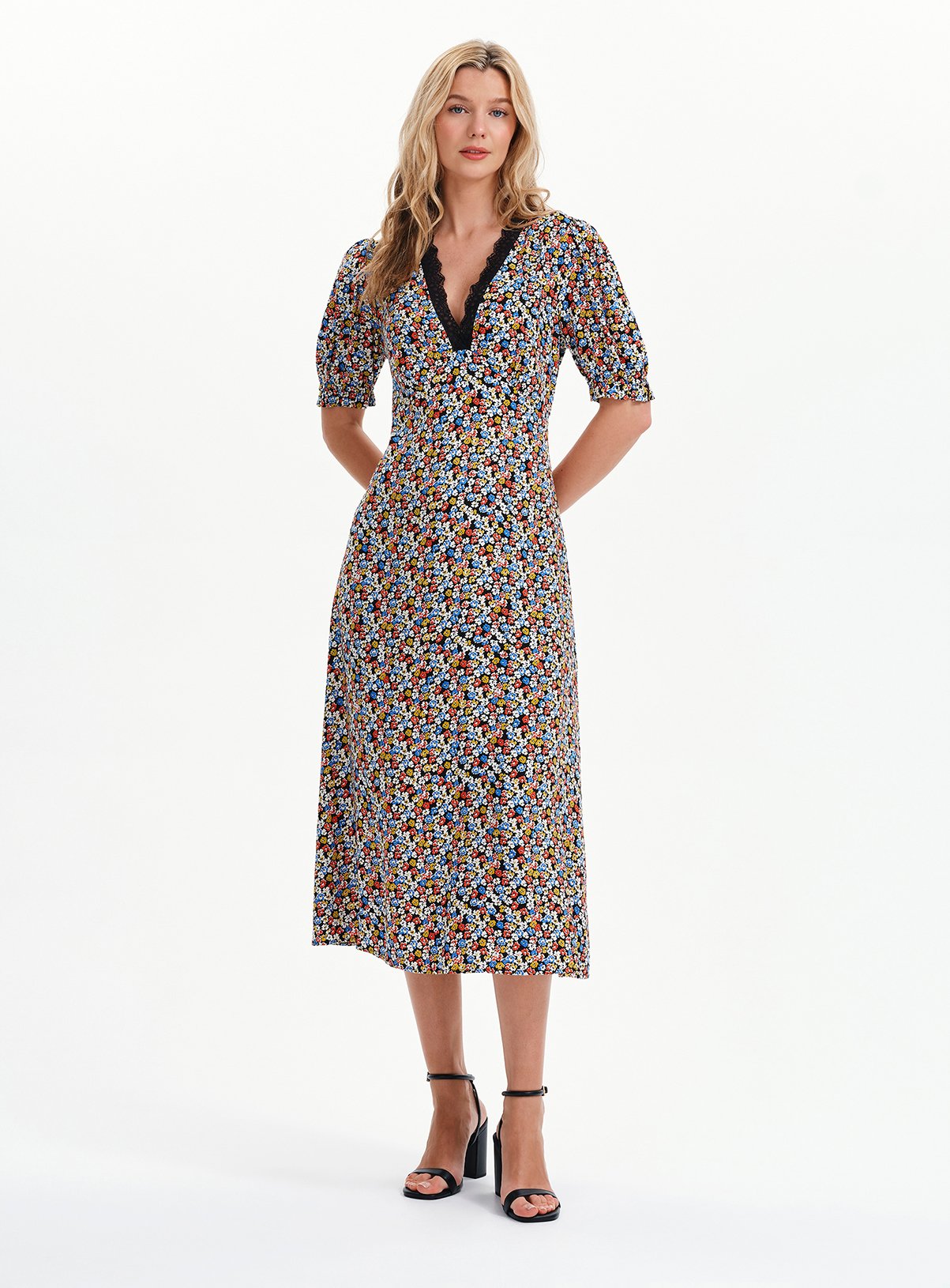 FINERY Elish Dress Black Ditsy 18 - Image 3 thumbnail