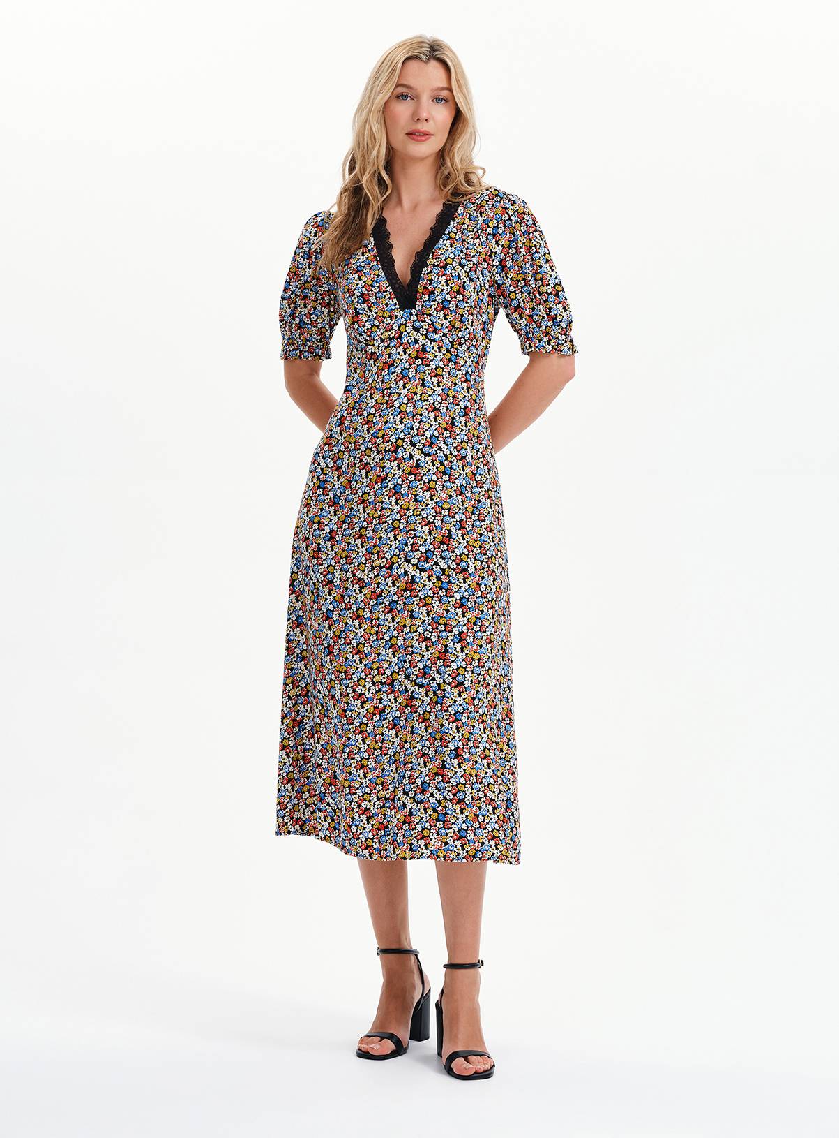 FINERY Elish Dress Black Ditsy 18 - Image 3