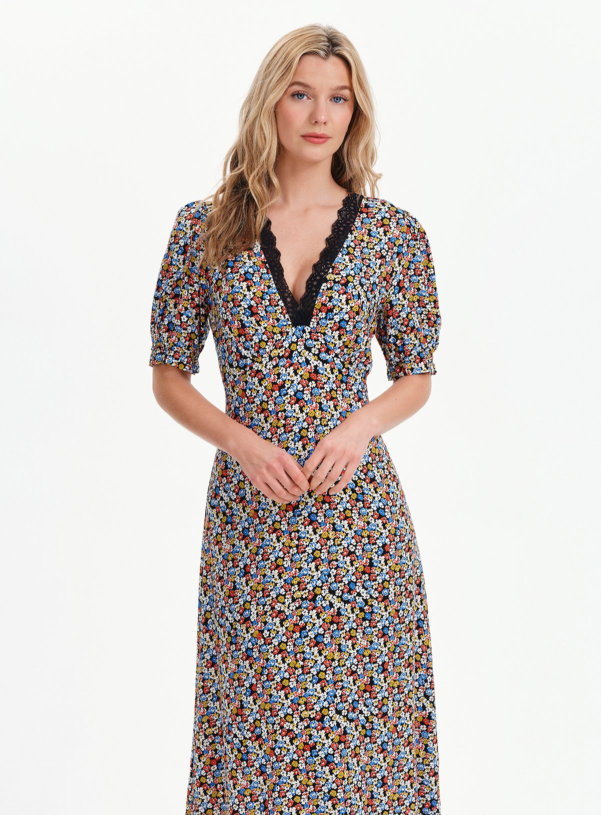 FINERY Elish Dress Black Ditsy 18 - Image 4 thumbnail