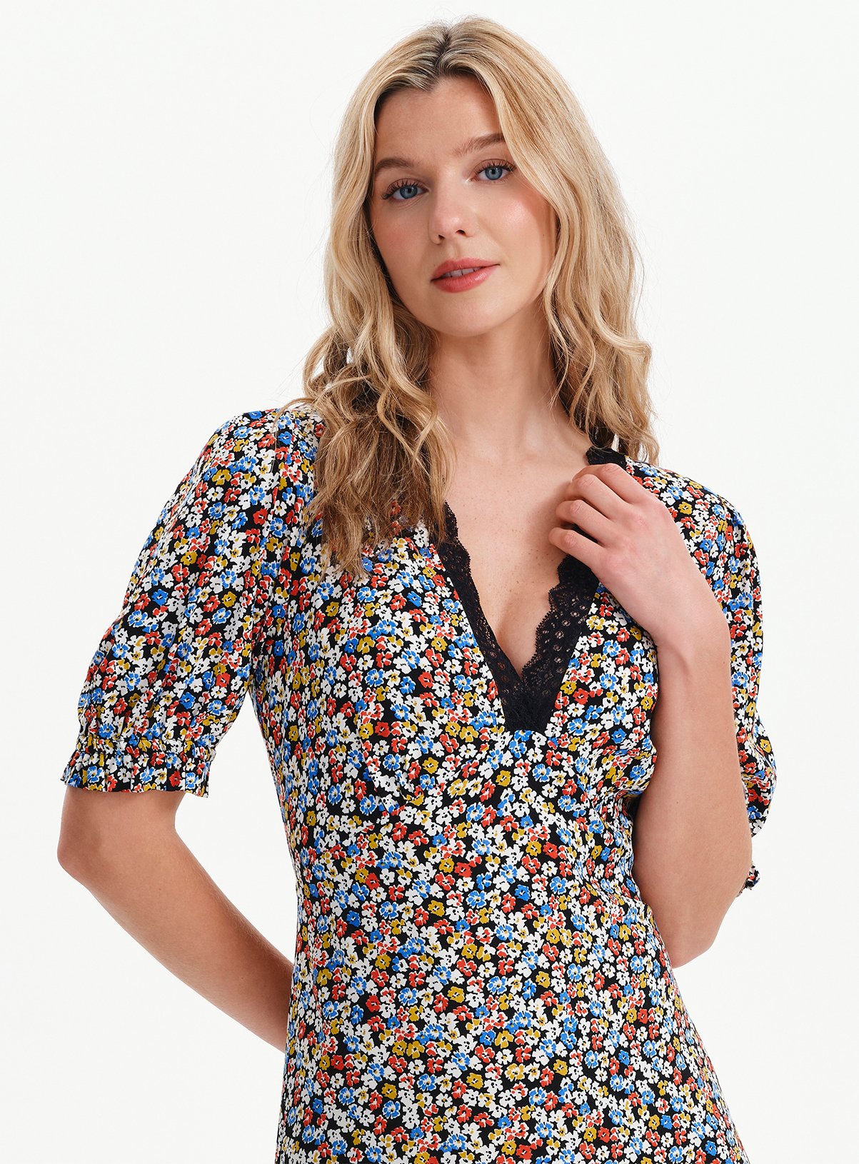 FINERY Elish Dress Black Ditsy 18 - Image 5 thumbnail
