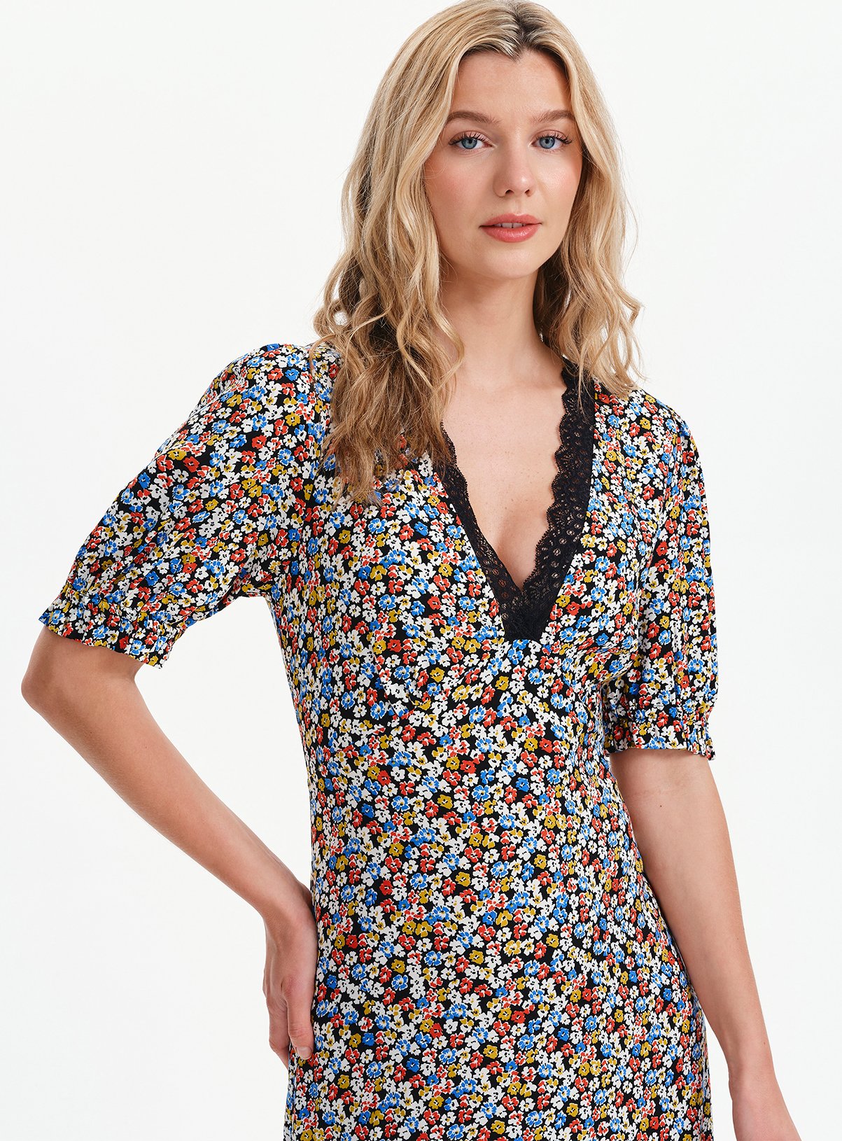 FINERY Elish Dress Black Ditsy 18 - Image 6 thumbnail