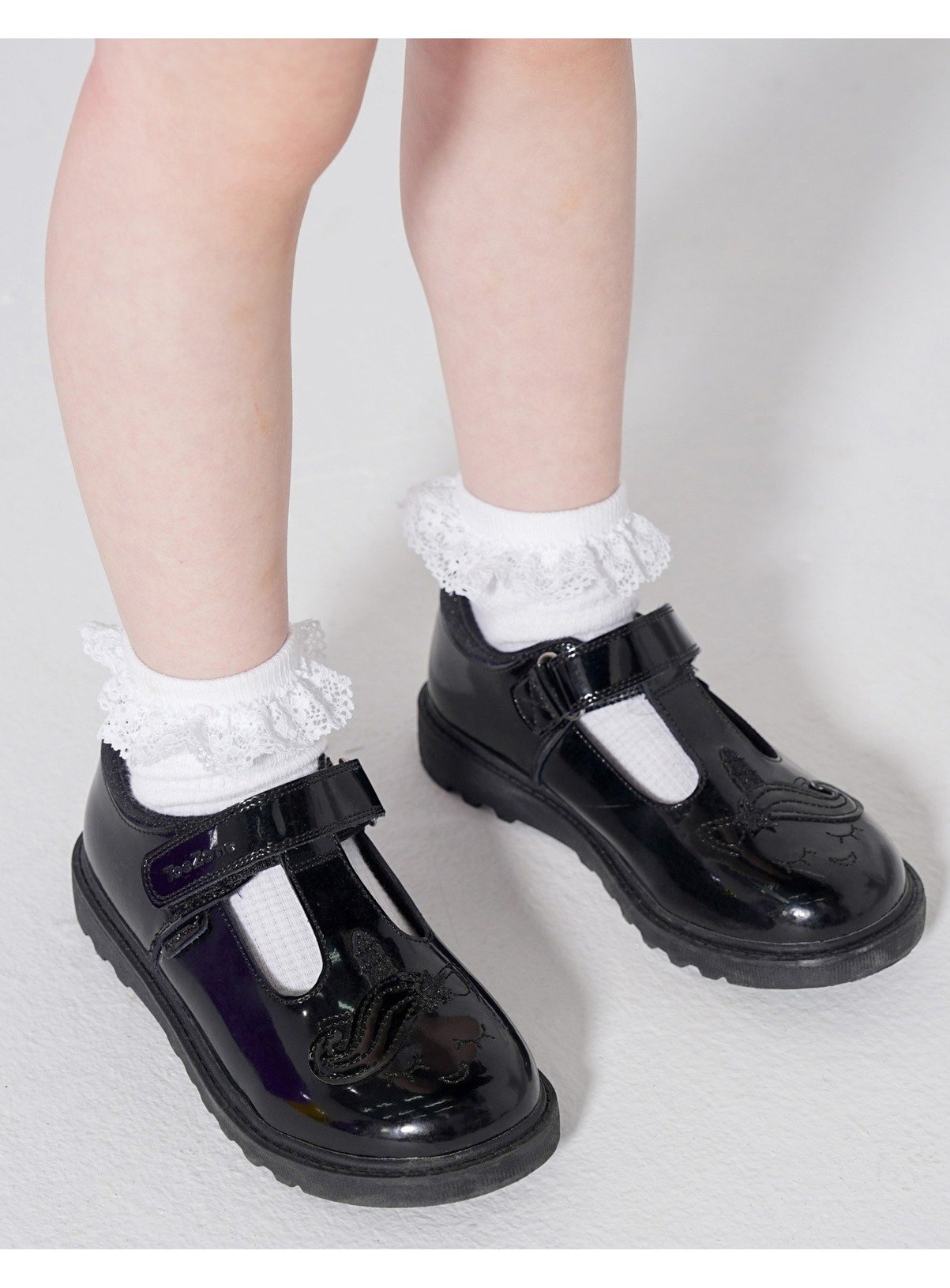 TOEZONE Matilda Girls Patent Leather Unicorn Rip Tape School Shoes 10 Infant - Image 3 thumbnail