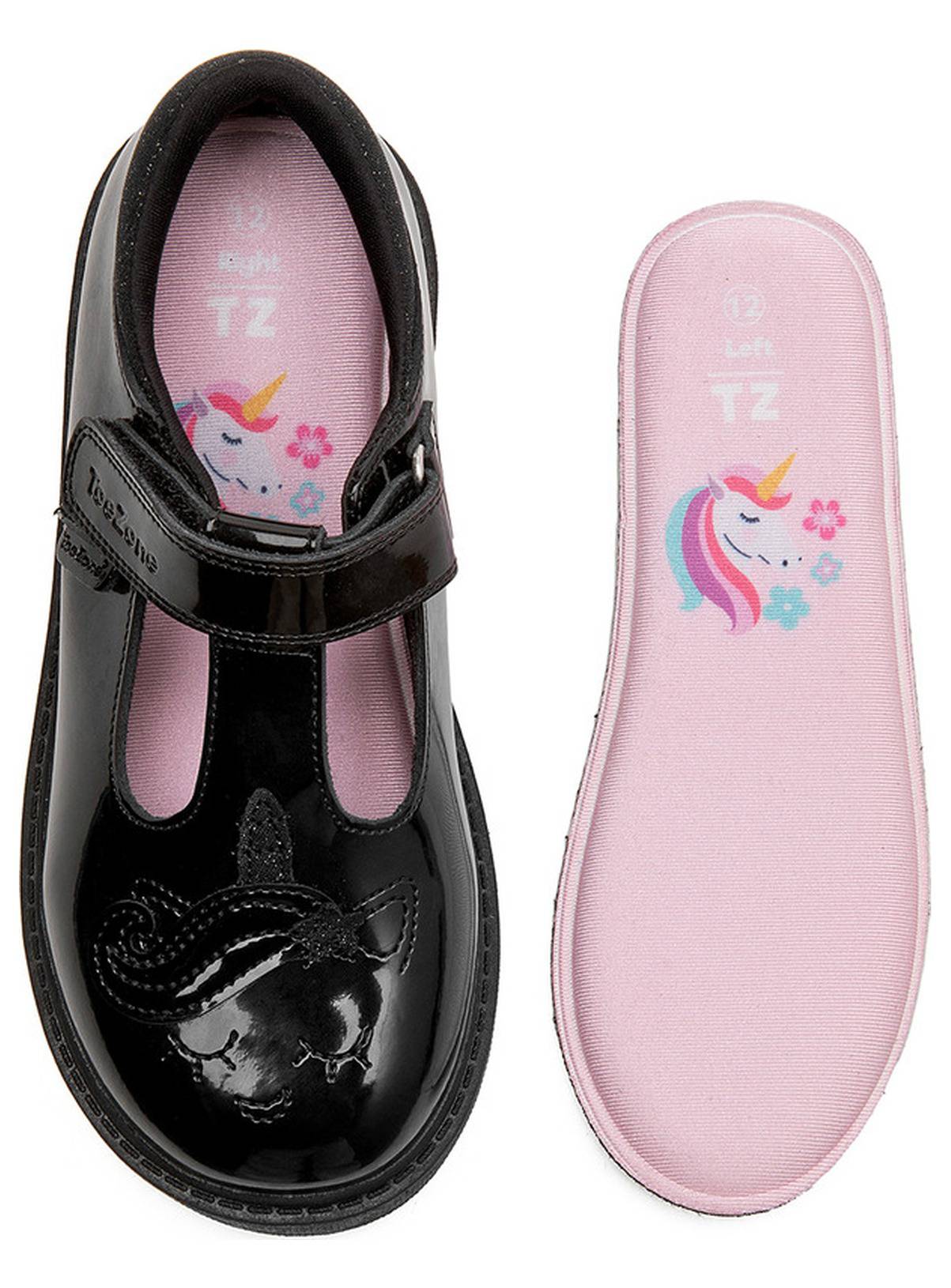 TOEZONE Matilda Girls Patent Leather Unicorn Rip Tape School Shoes 10 Infant - Image 6