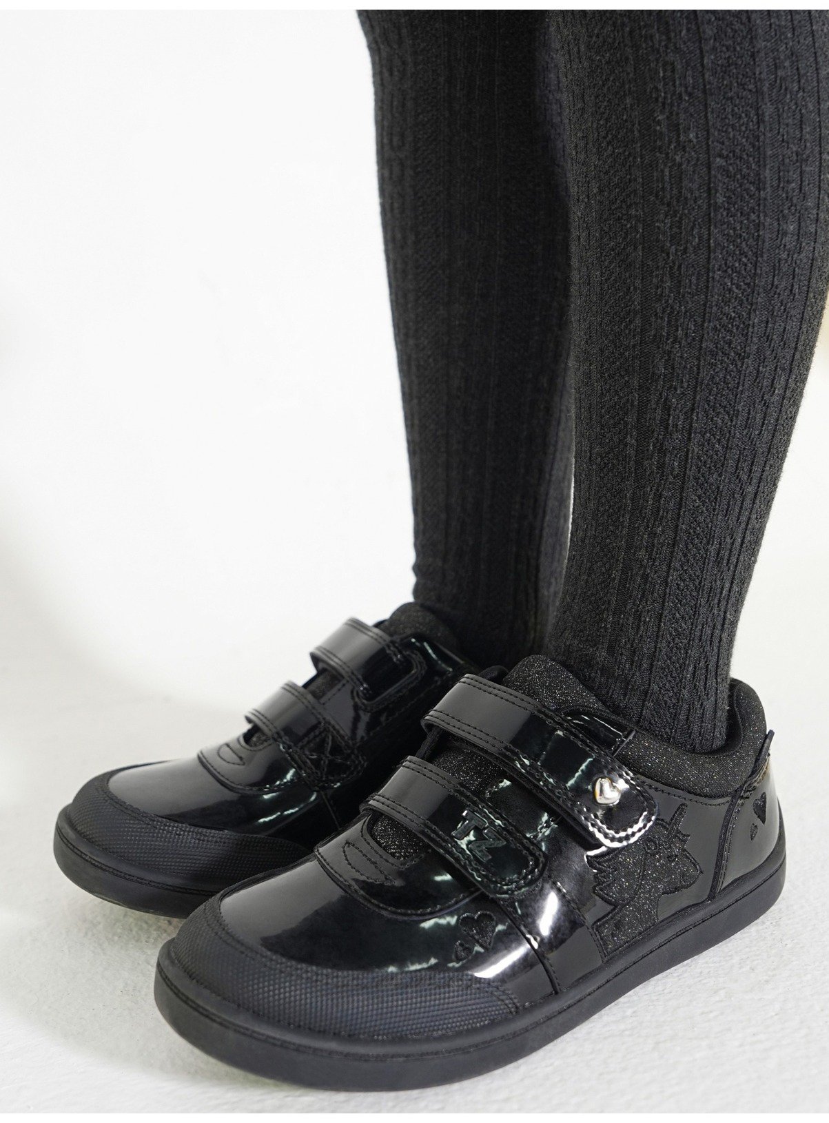 TOEZONE Kira Girls Rubber Patent Double Riptape Unicorn School Shoes 8 Infant - Image 2 thumbnail
