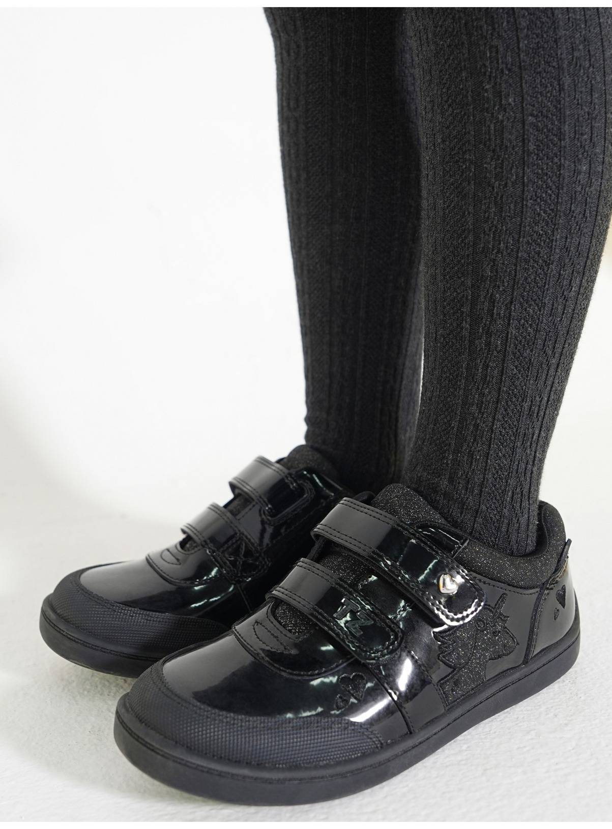 TOEZONE Kira Girls Rubber Patent Double Riptape Unicorn School Shoes 8 Infant - Image 2