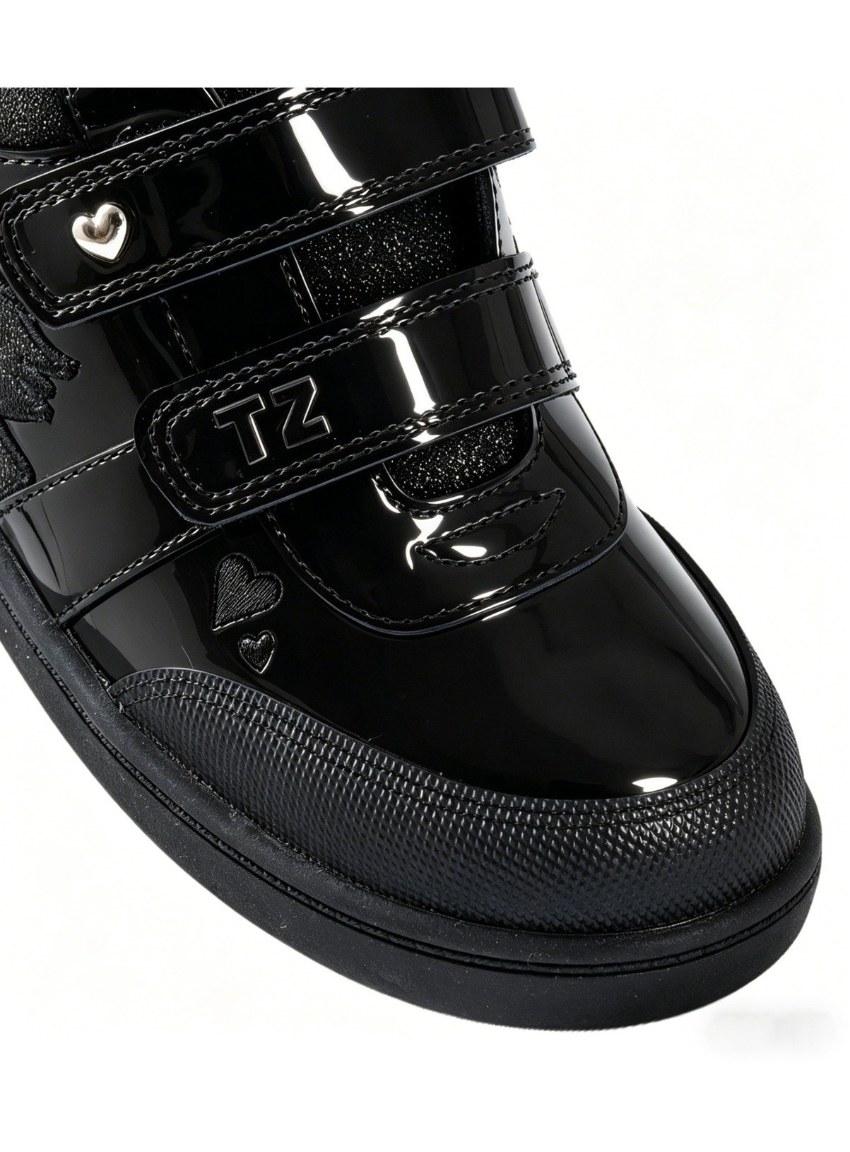 TOEZONE Kira Girls Rubber Patent Double Riptape Unicorn School Shoes 8 Infant - Image 4 thumbnail