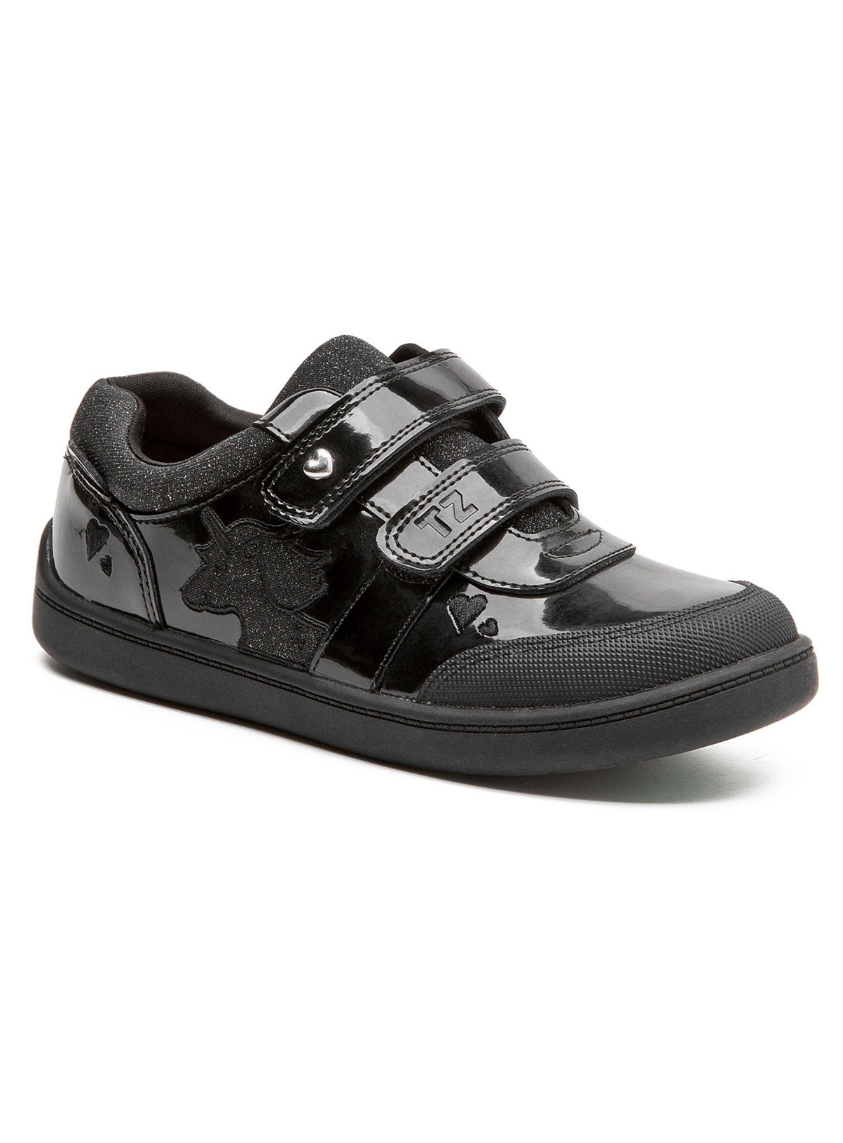 TOEZONE Kira Girls Rubber Patent Double Riptape Unicorn School Shoes 8 Infant - Image 6 thumbnail