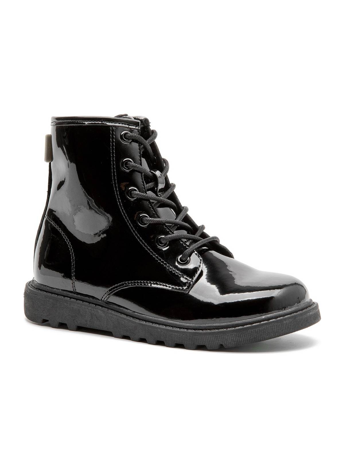 TOEZONE Holly Girls Black Patent Lace and Zip Unicorn School Boots 8 Infant - Image 2