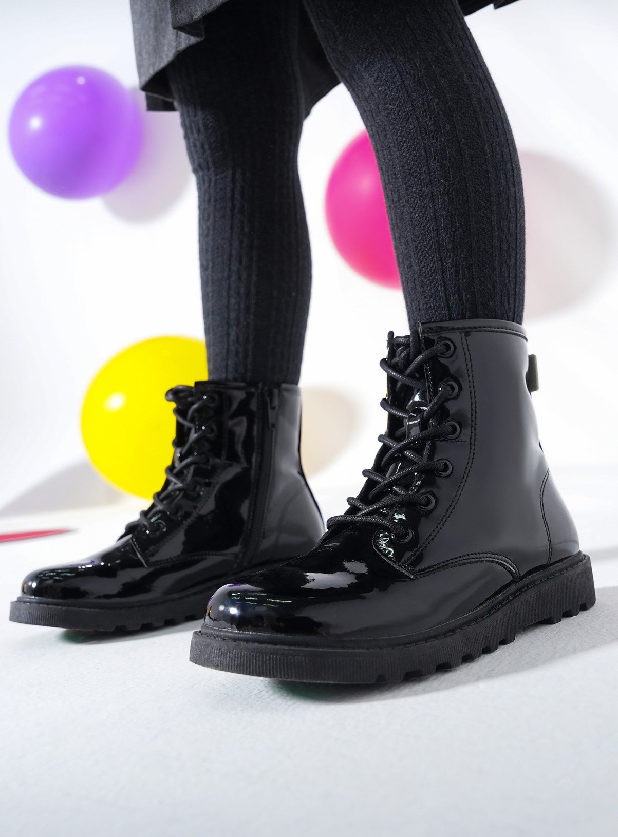 TOEZONE Holly Girls Black Patent Lace and Zip Unicorn School Boots 8 Infant - Image 5 thumbnail