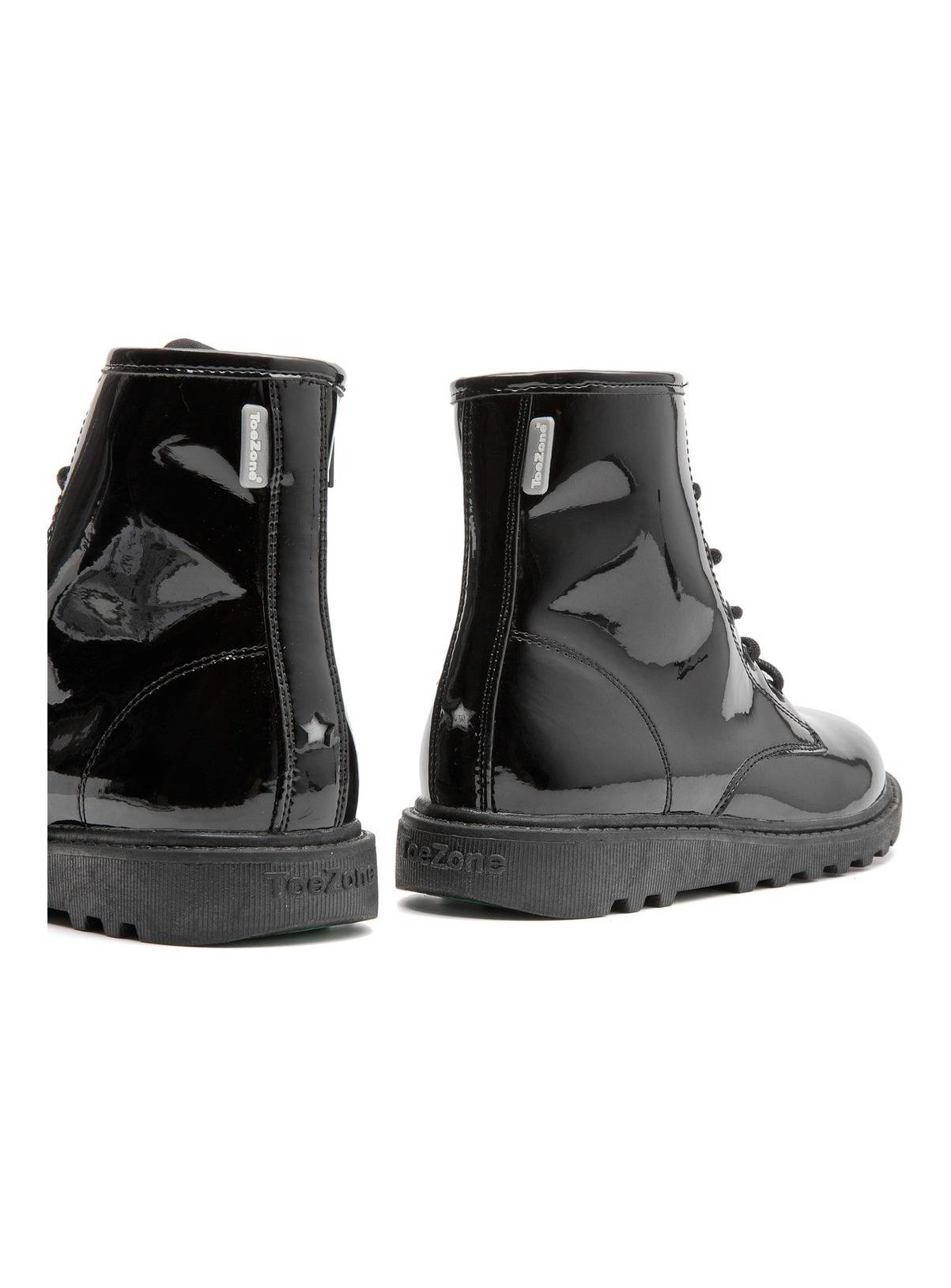 TOEZONE Holly Girls Black Patent Lace and Zip Unicorn School Boots 12 Infant - Image 3