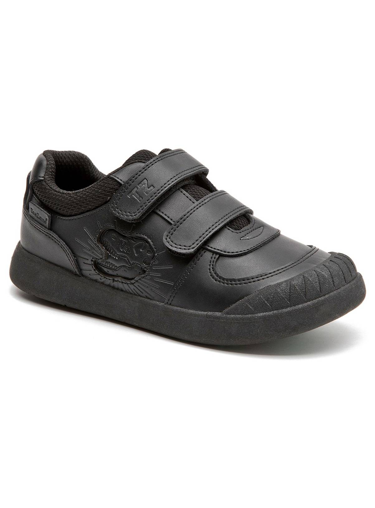 TOEZONE Noah Boys Black Rip Tape Dinosaur Character School Shoes 1 - Image 2