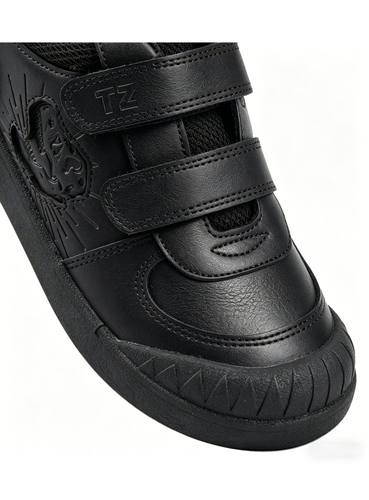 TOEZONE Noah Boys Black Rip Tape Dinosaur Character School Shoes 1 - Image 3 thumbnail