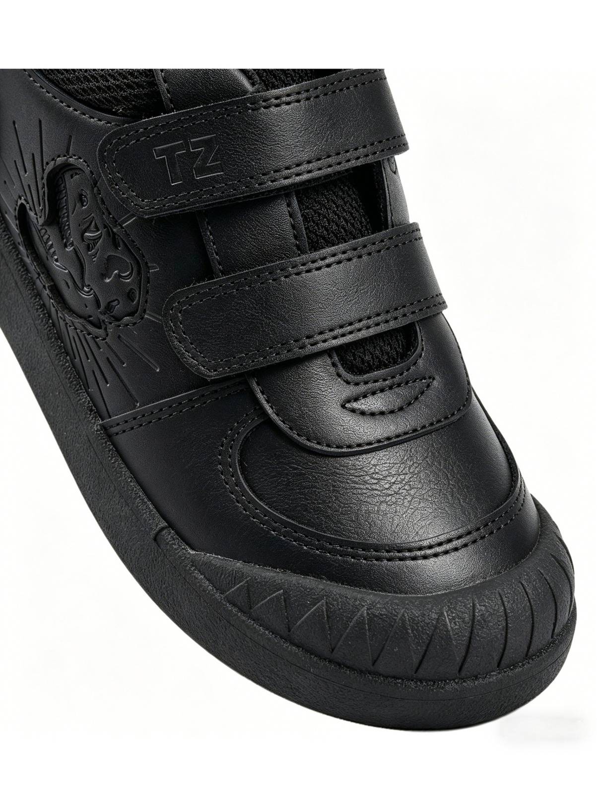 TOEZONE Noah Boys Black Rip Tape Dinosaur Character School Shoes 1 - Image 3