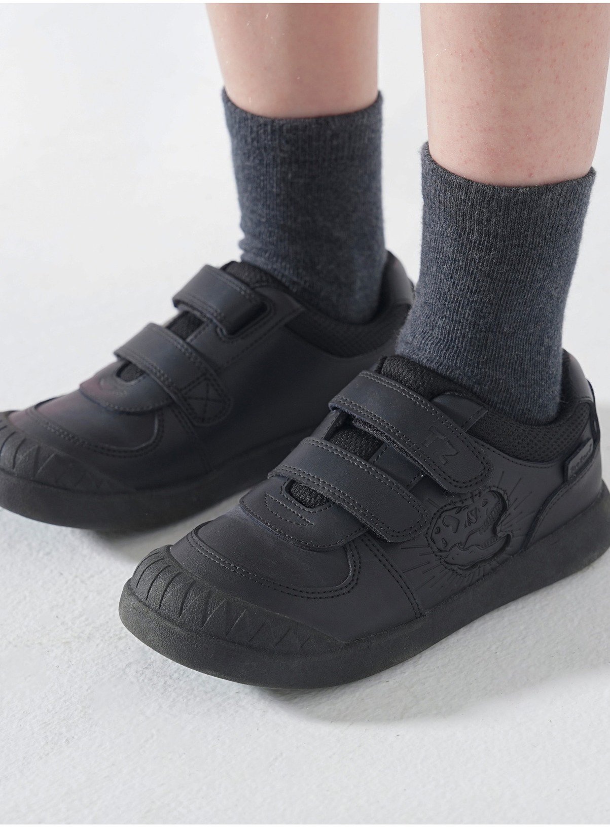TOEZONE Noah Boys Black Rip Tape Dinosaur Character School Shoes 1 - Image 4 thumbnail