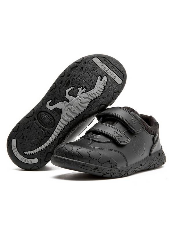 TOEZONE Caleb Boys Rubber Rip Tape Black Dinosaur School Shoes 13 Infant