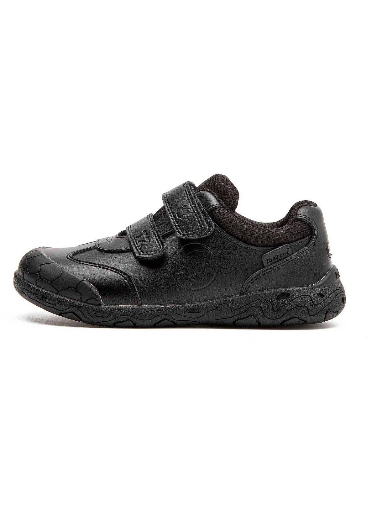 TOEZONE Caleb Boys Rubber Rip Tape Black Dinosaur School Shoes 1 - Image 2