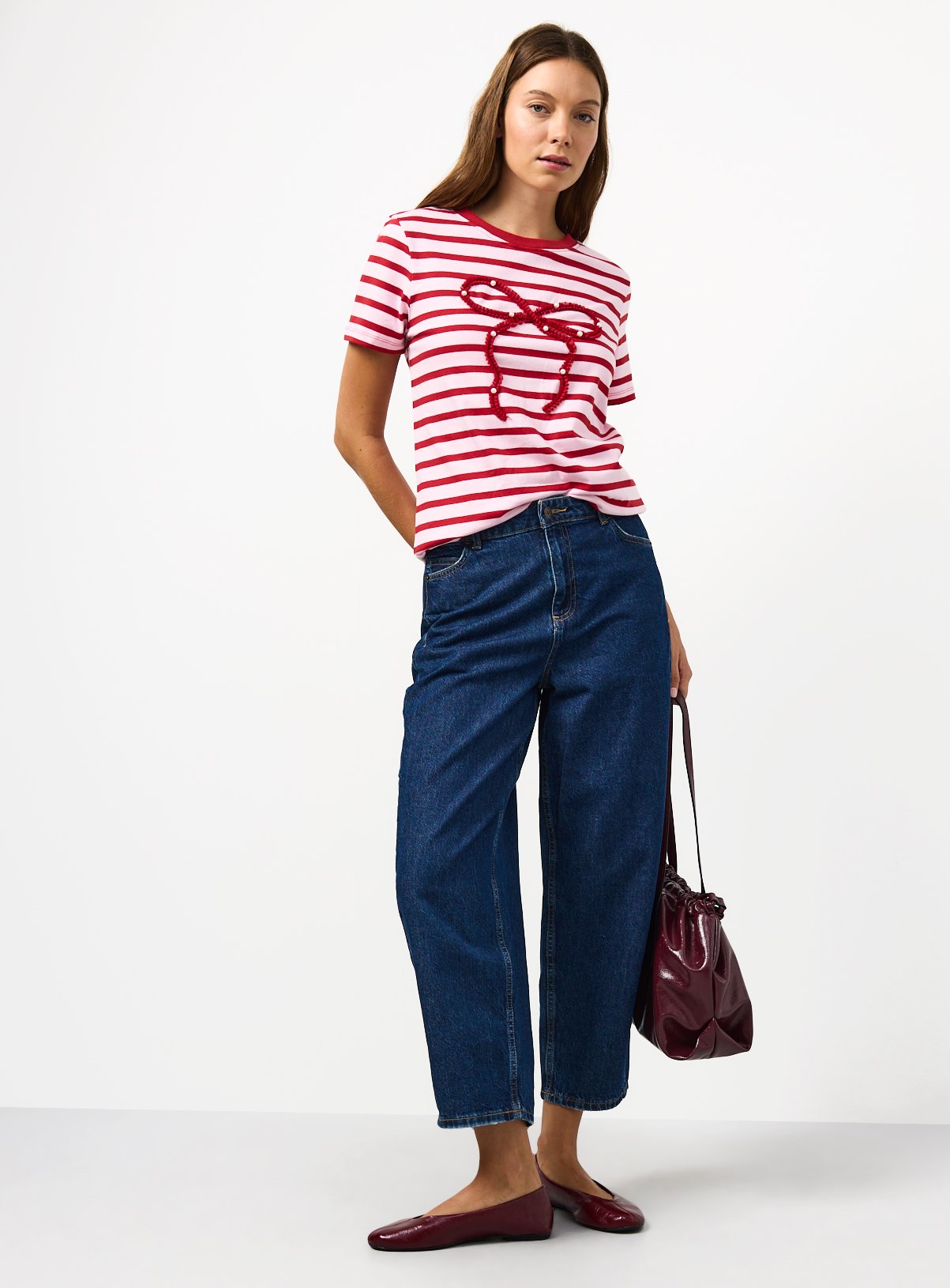 Pink Bow Appliqué Regular Fit Stripe T-Shirt 12 - Image 2 thumbnail