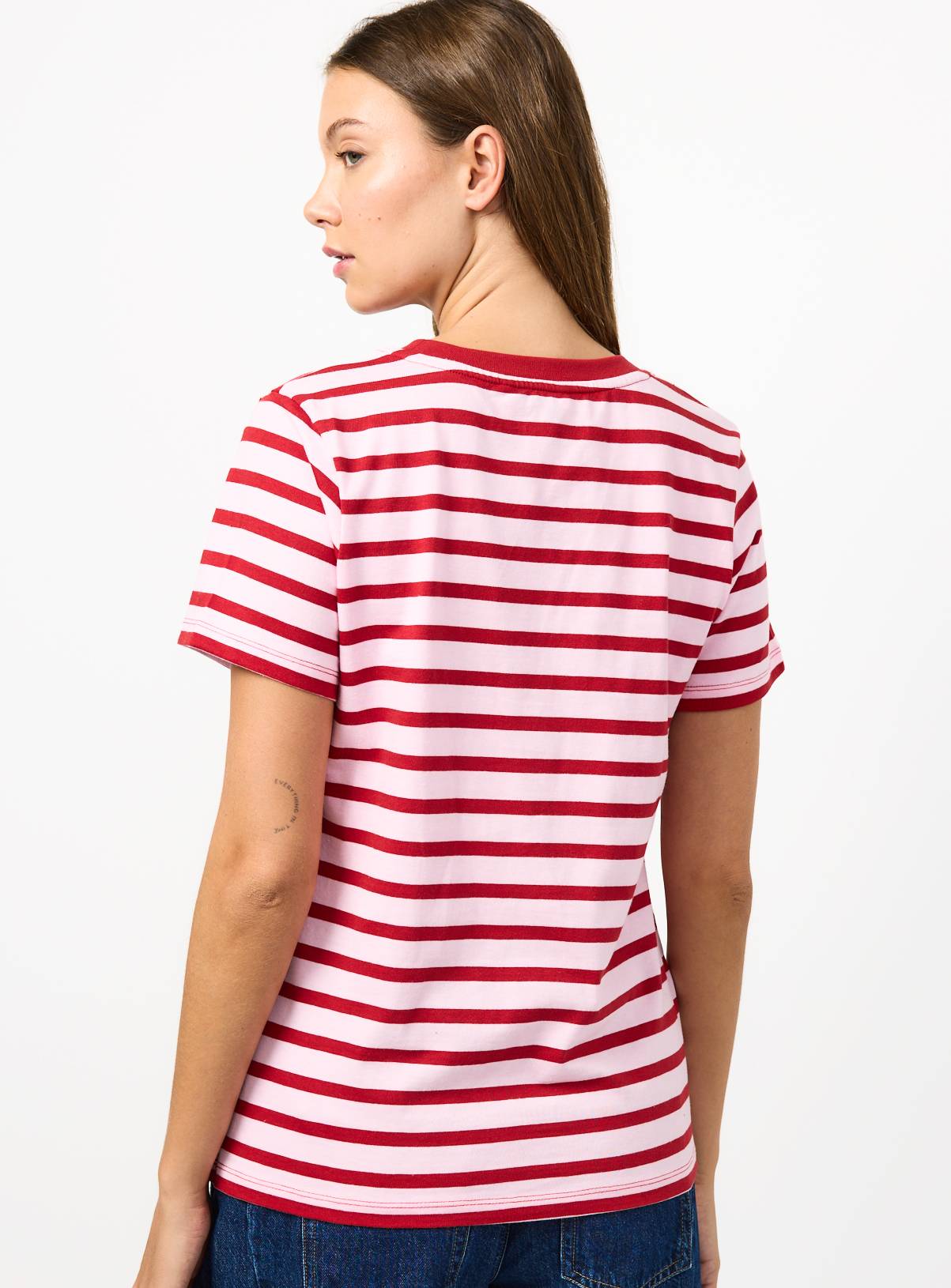 Pink Bow Appliqué Regular Fit Stripe T-Shirt 12 - Image 4