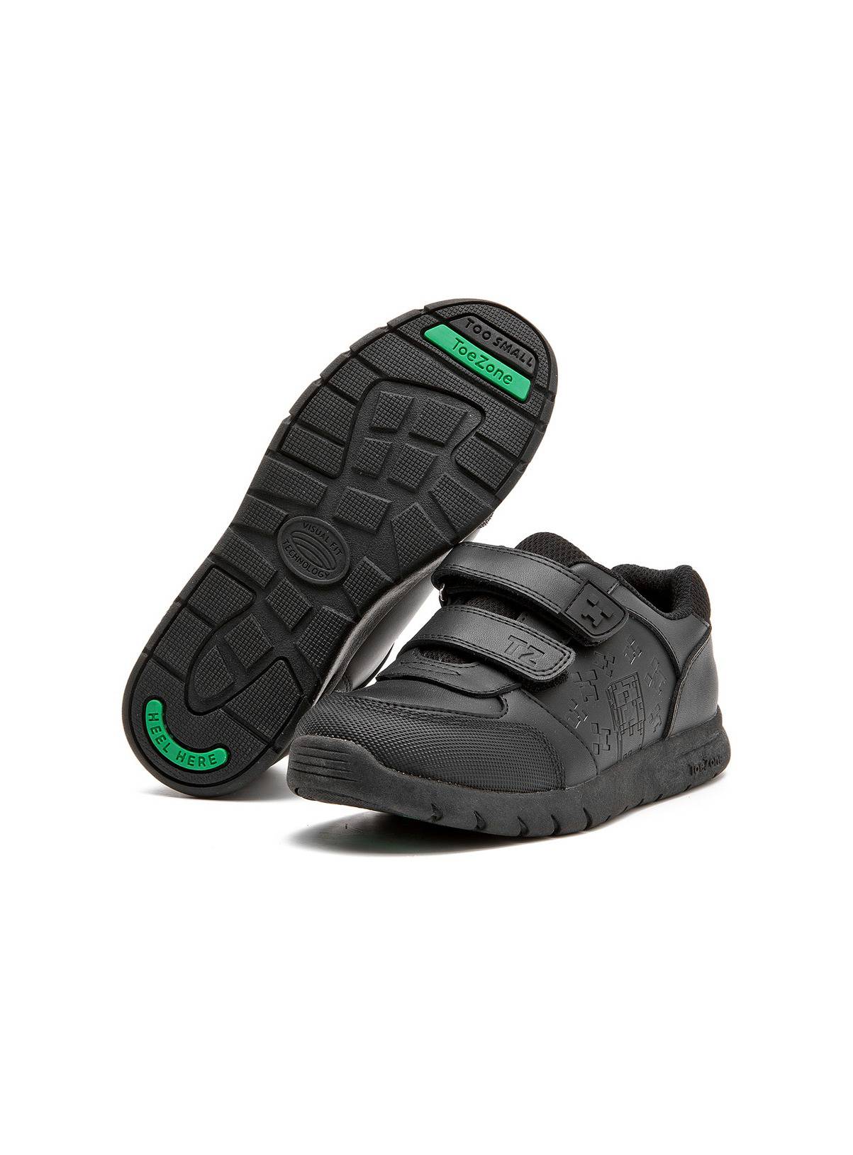 TOEZONE Minecraft Character Black Rip Tape School Shoes 2 - Image 1
