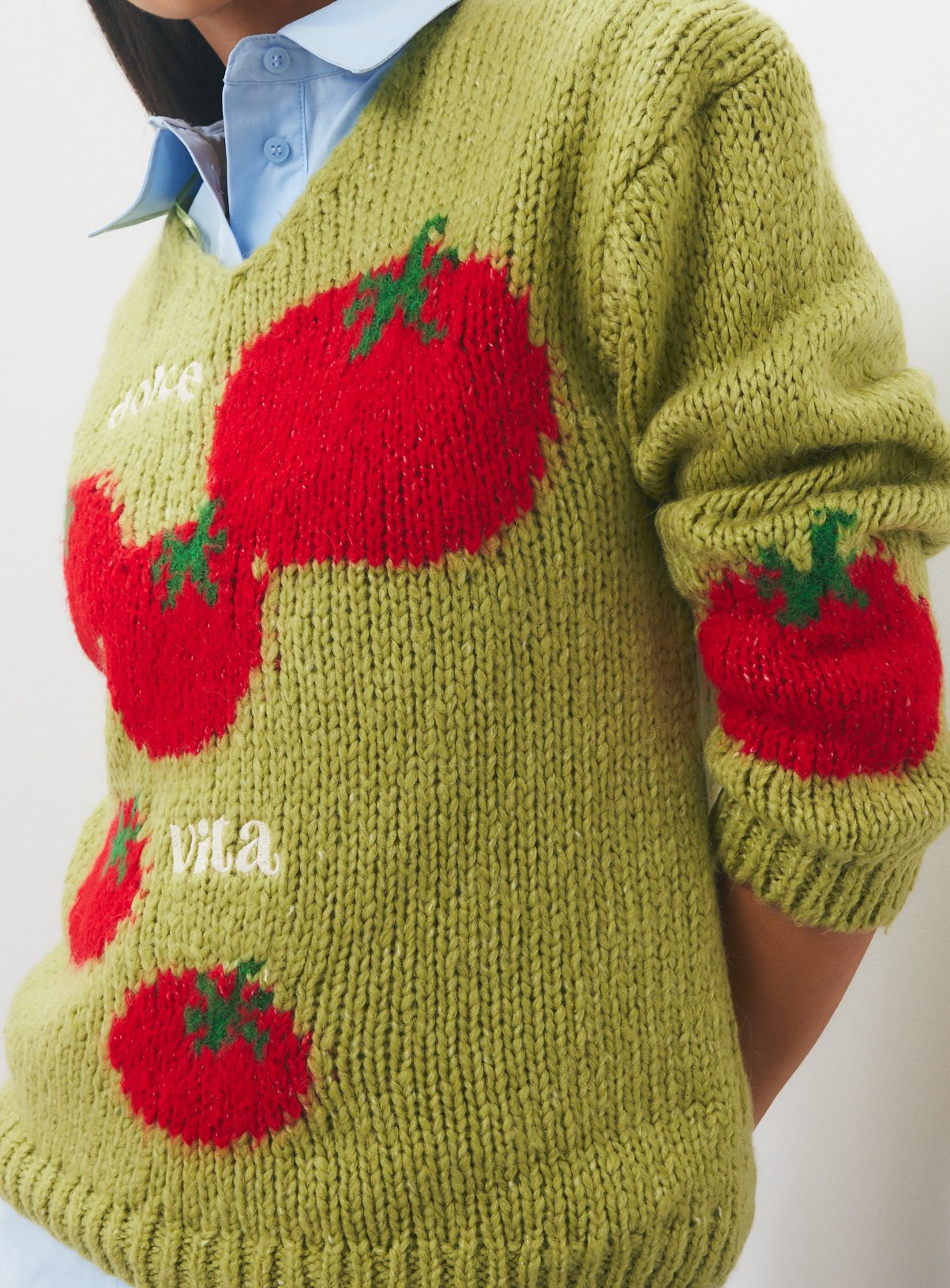 Green Tomato V-Neck Jumper XL - Image 3 thumbnail