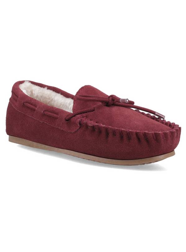 HUSH PUPPIES Allie Suede Moccasin Slippers Red 5
