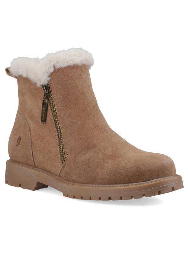 HUSH PUPPIES Hollis Water Resistant Zip Boots Tan 7