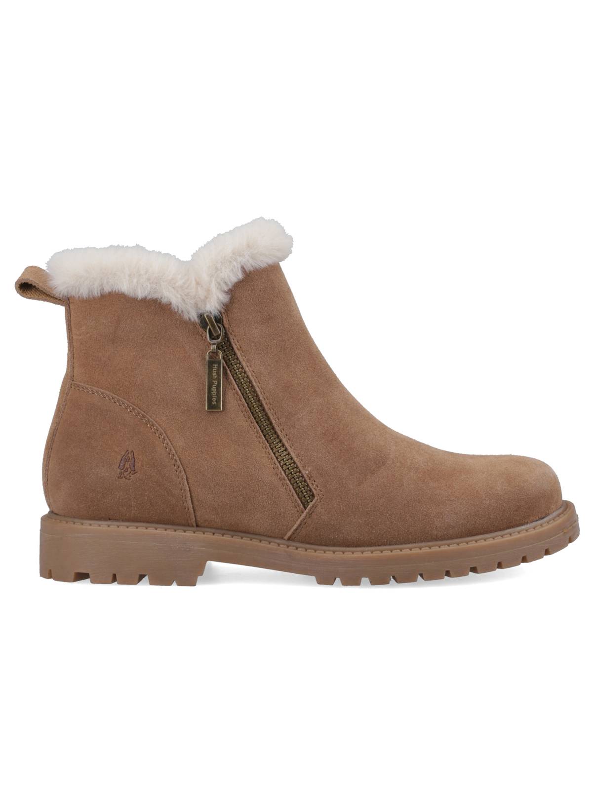 HUSH PUPPIES Water Resistant Suede Hollis Zip Boots Tan 7 - Image 3