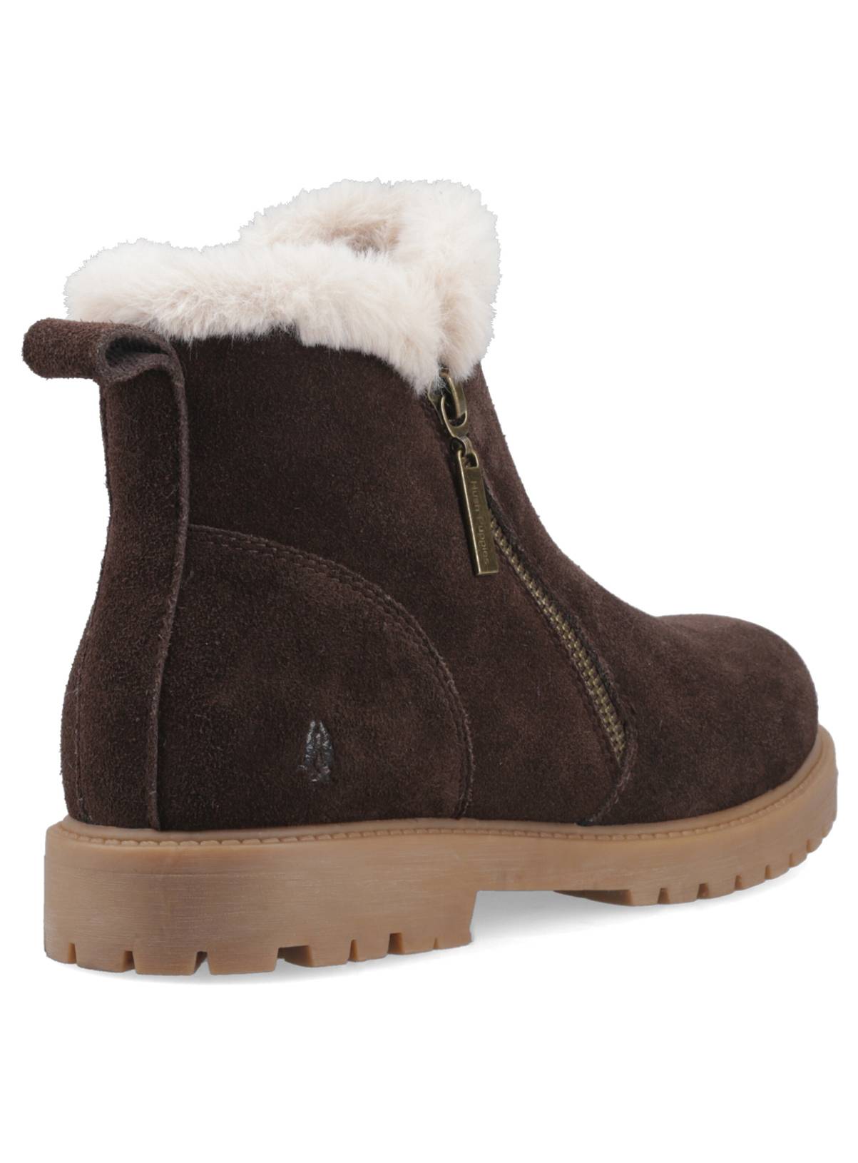HUSH PUPPIES Water Resistant Suede Hollis Zip Boots Brown 4 - Image 2